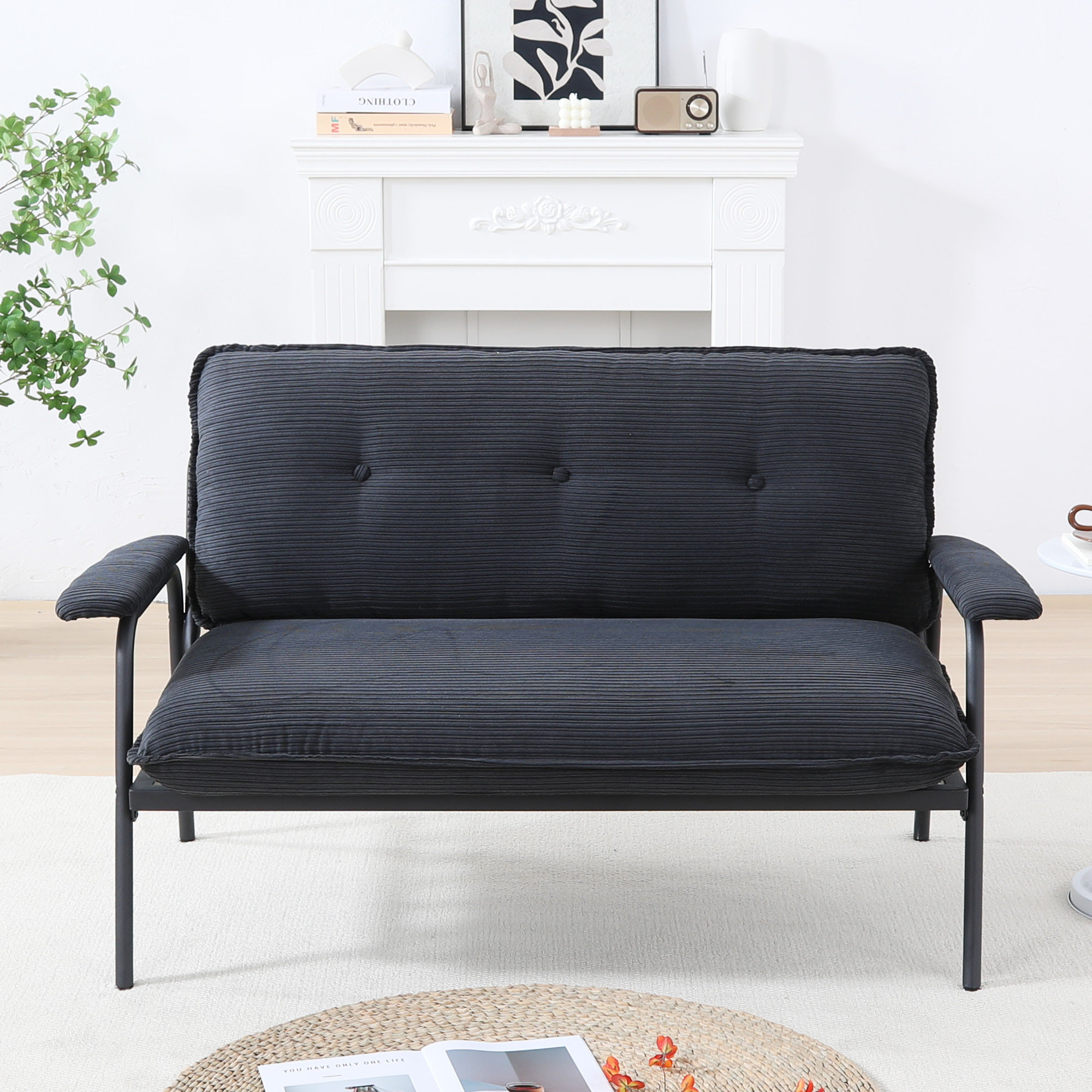 Canapé noir 53po, design spacieux, petit appartement, cinéma/travail