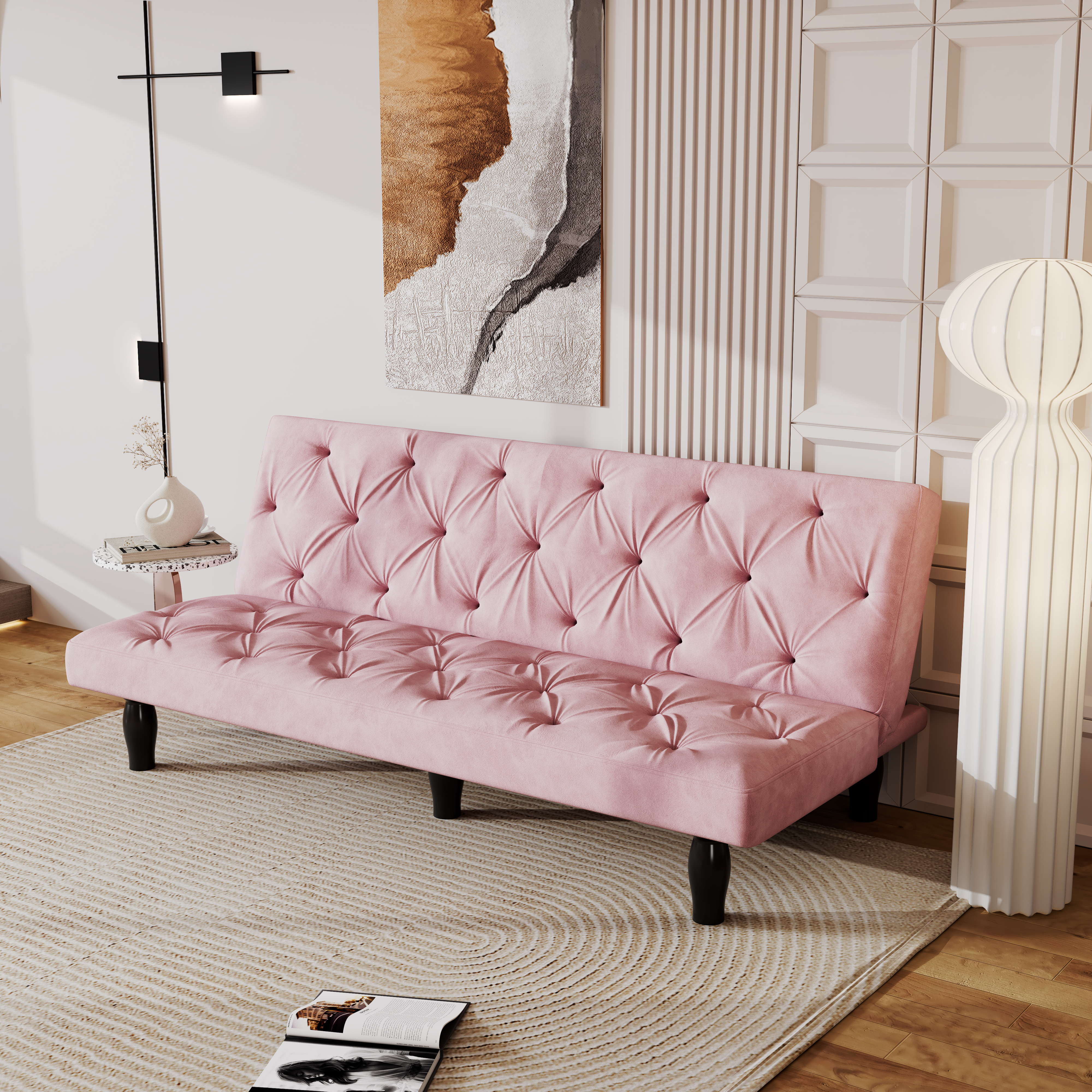 Canapé-lit velours rose convertible 66 P, appartements et chambres
