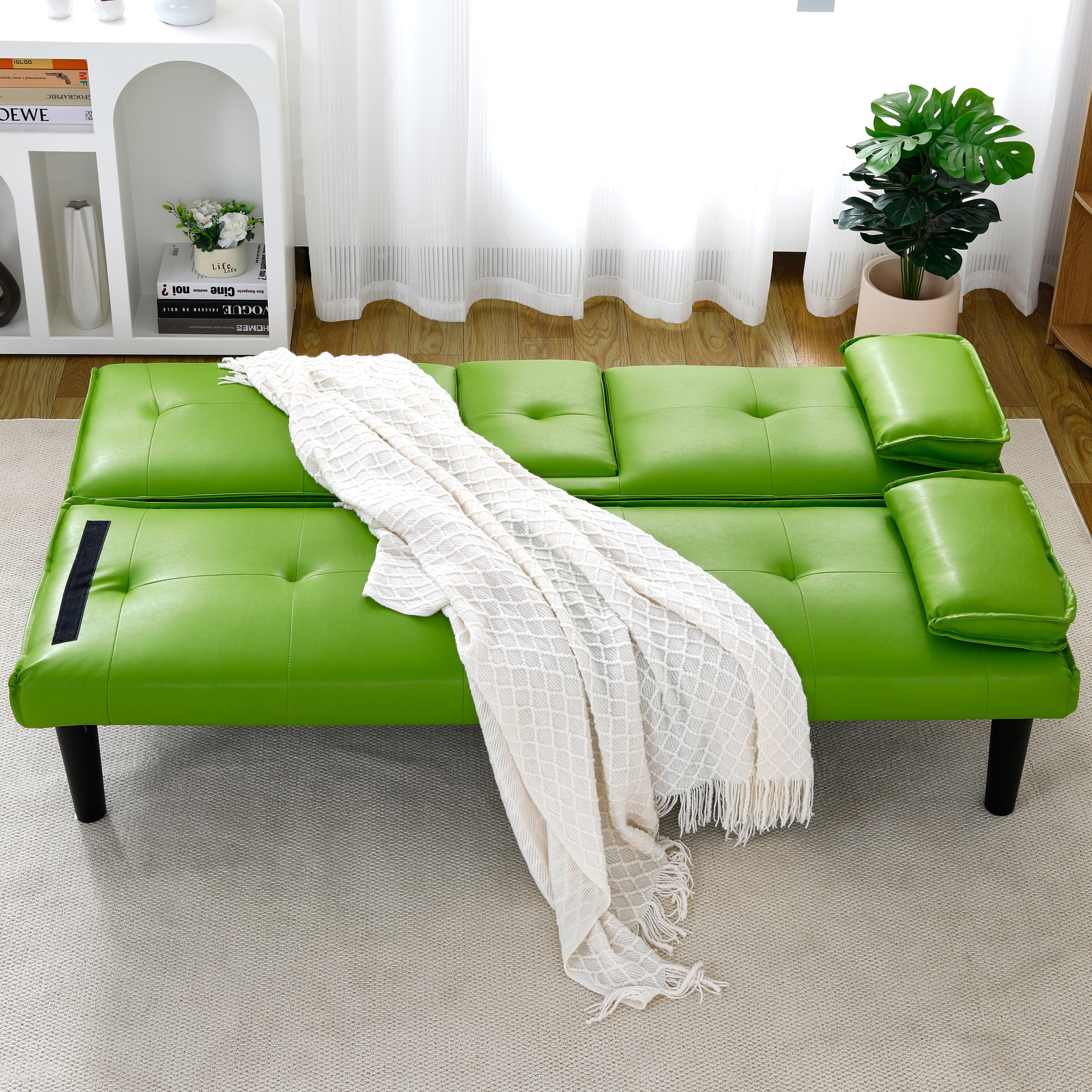 Causeuse multifonction 67po PVC vert porte-gobelet