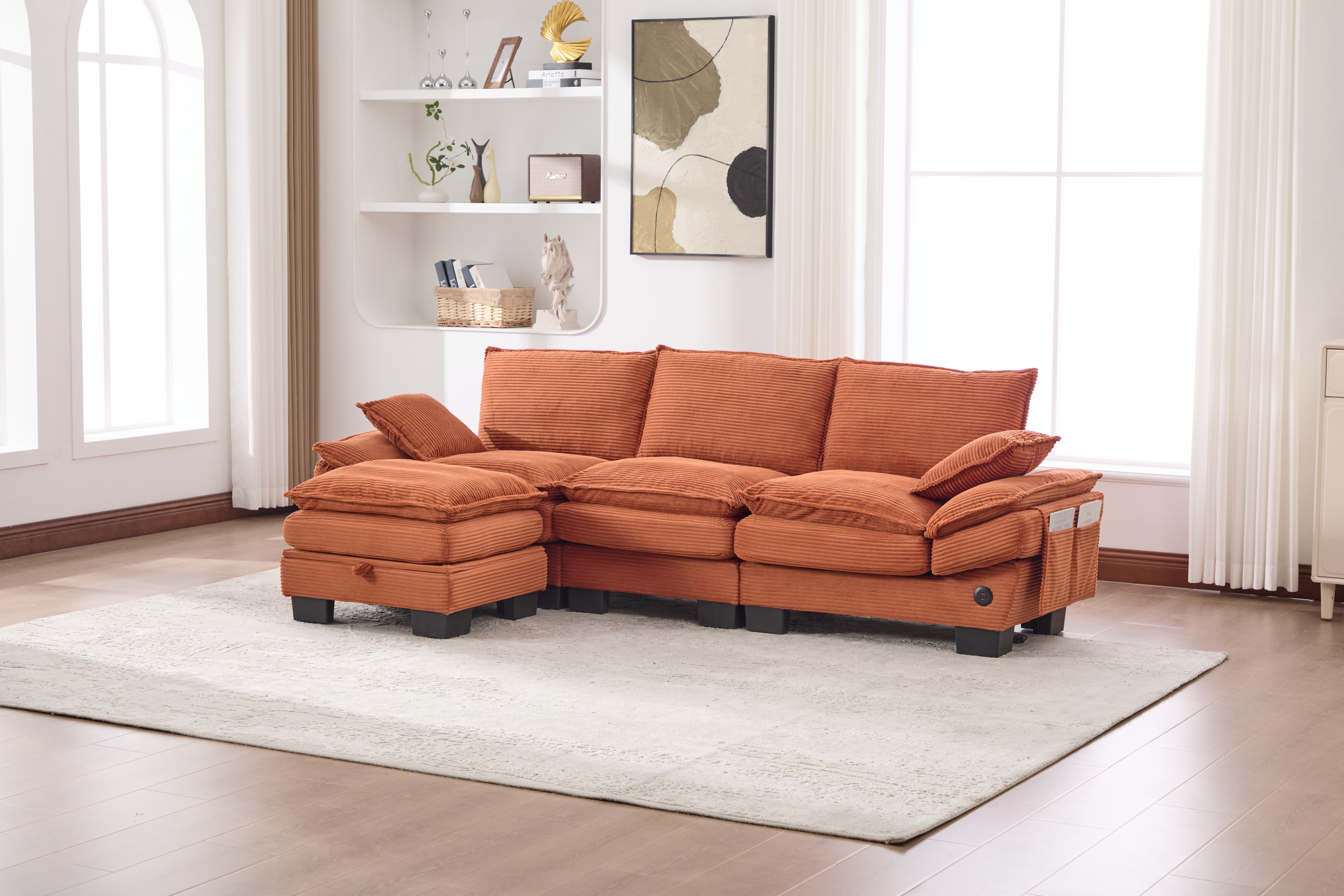 Sofa modulable nuage corduroy, profond, multifonctionnel