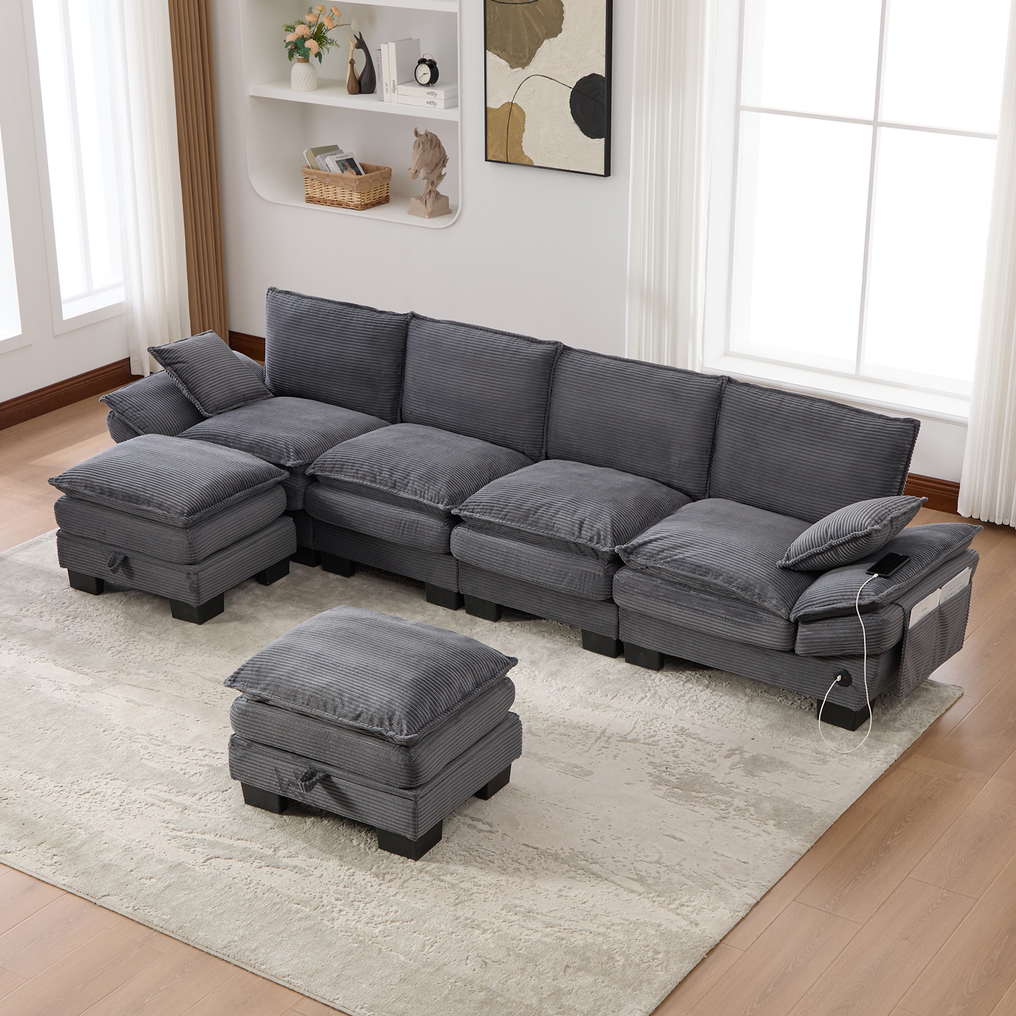 Canapé modulaire nuage profond corduroy, plusieurs combinaisons