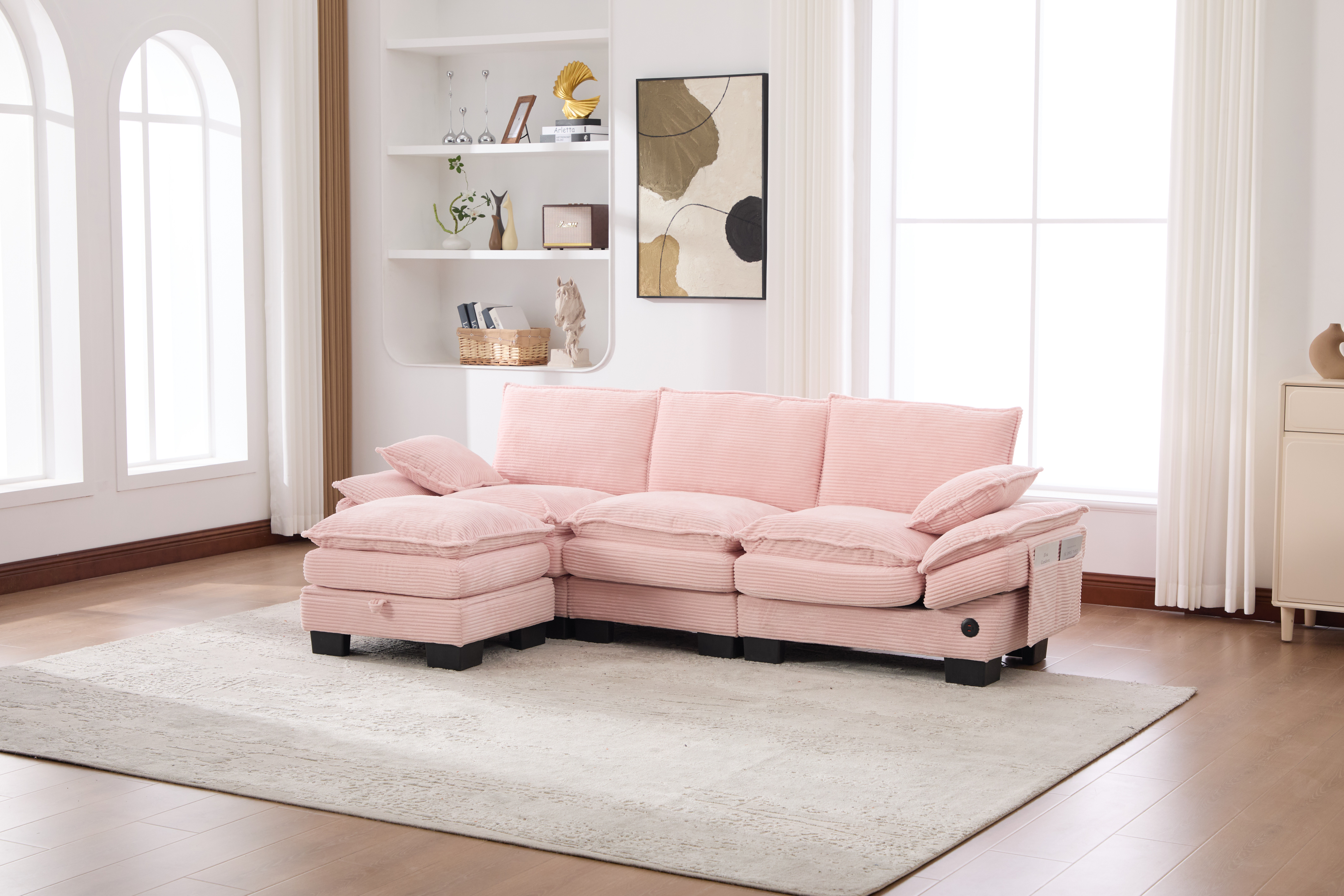 Sofa modulaire nuage corduroy gris profond