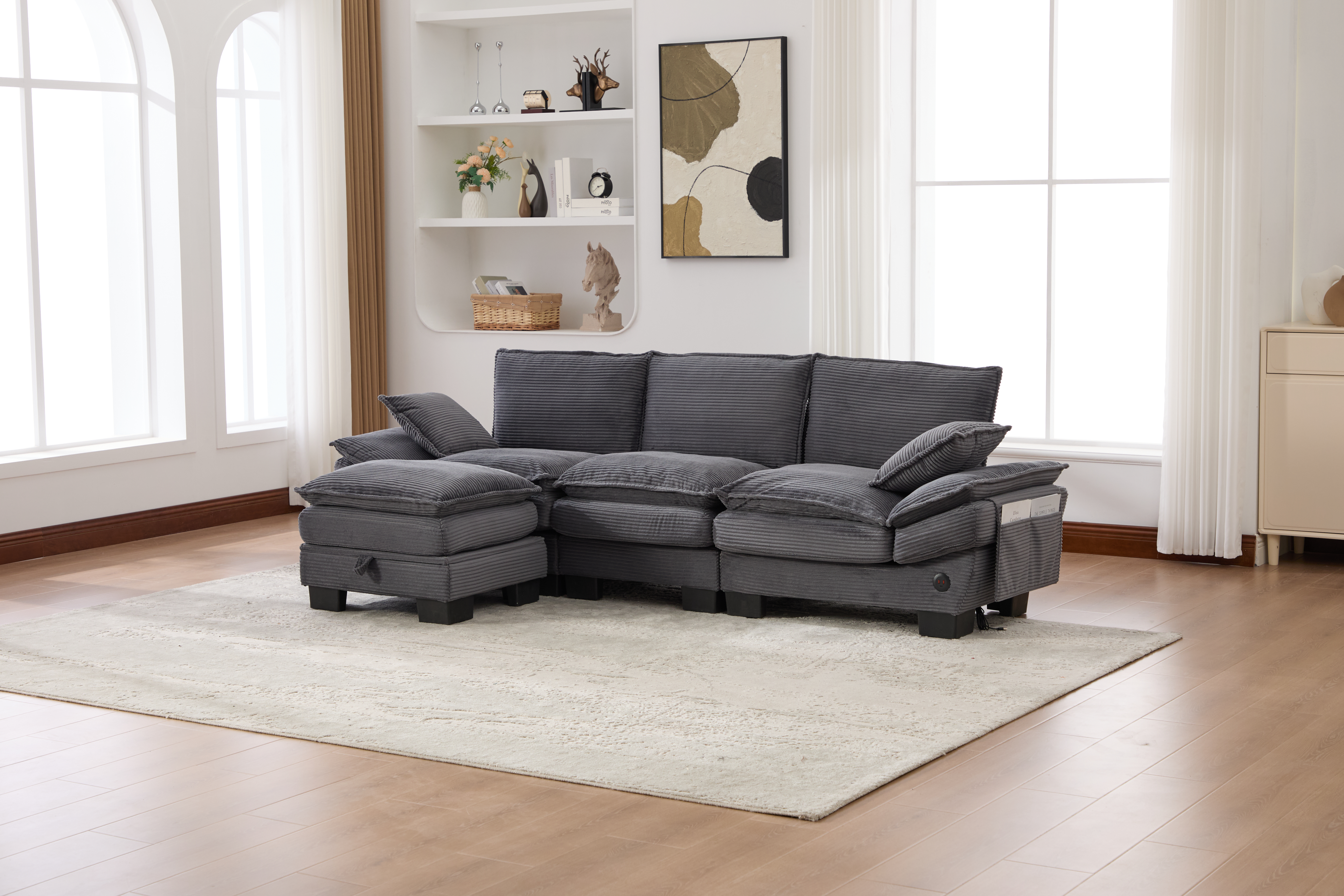 Sofa modulaire nuage corduroy gris profond