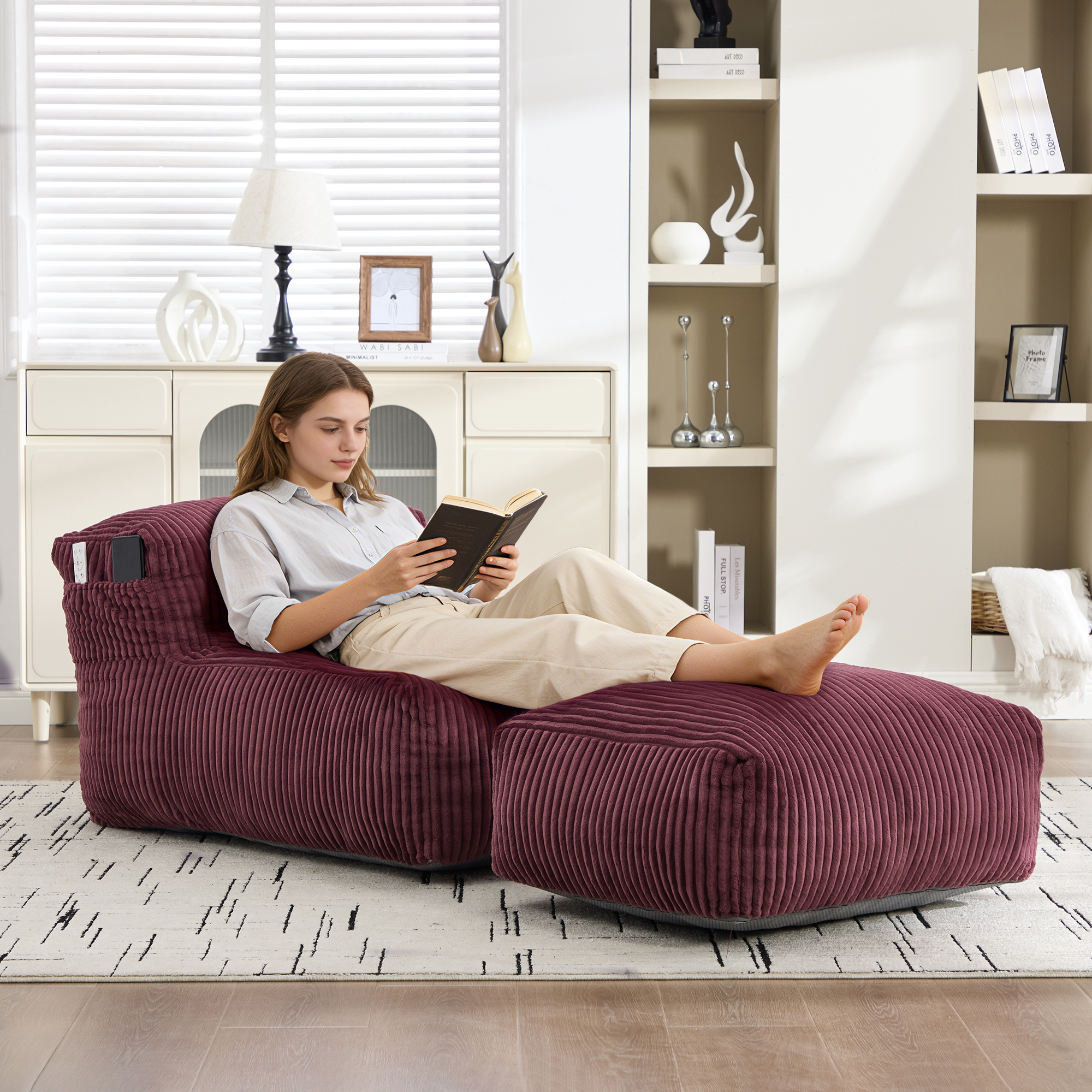 Gros pouf adulte, mousse mémoire, cordon, support ergonomique