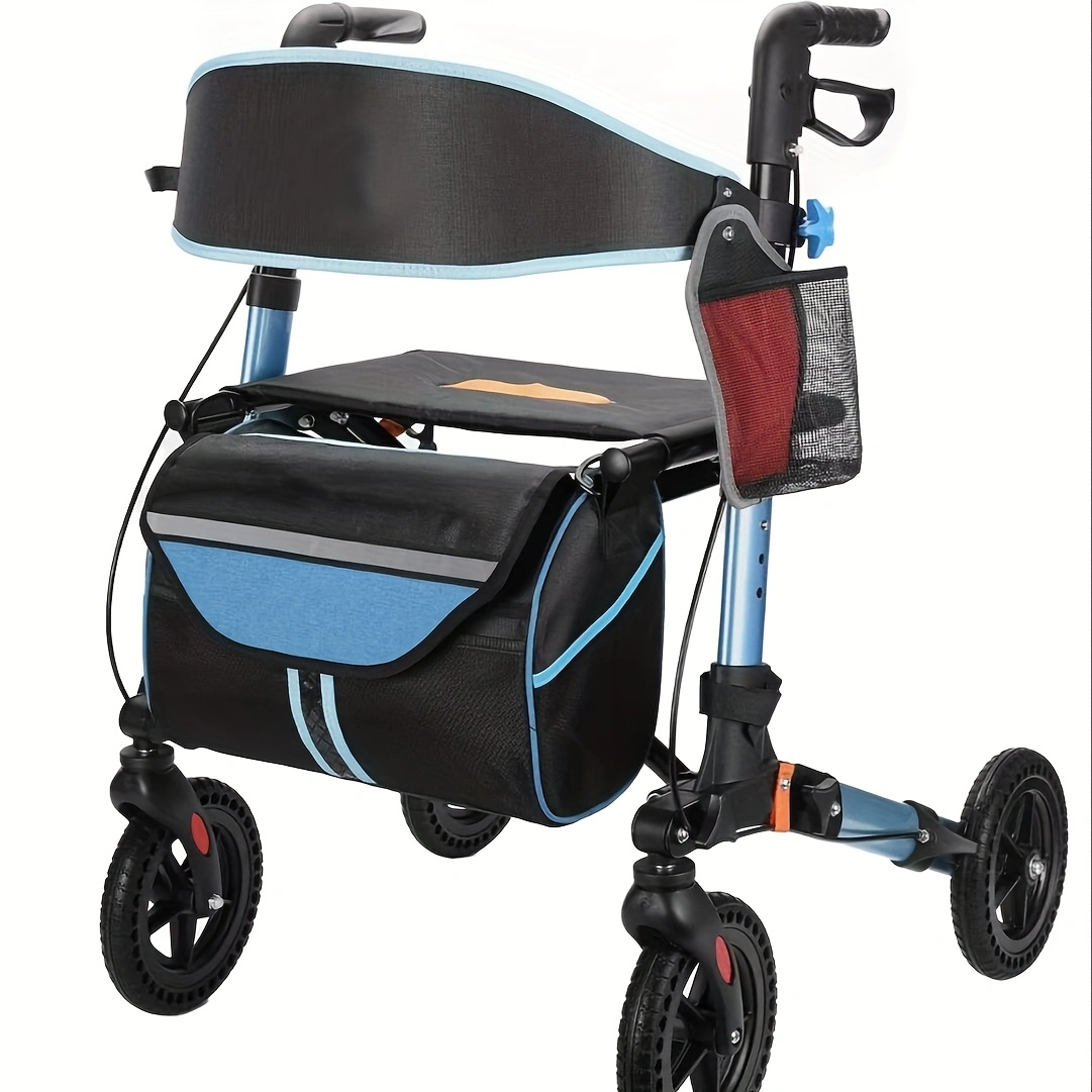 Marchette pour aînés légère pliable terrain tout roues 8po bleu