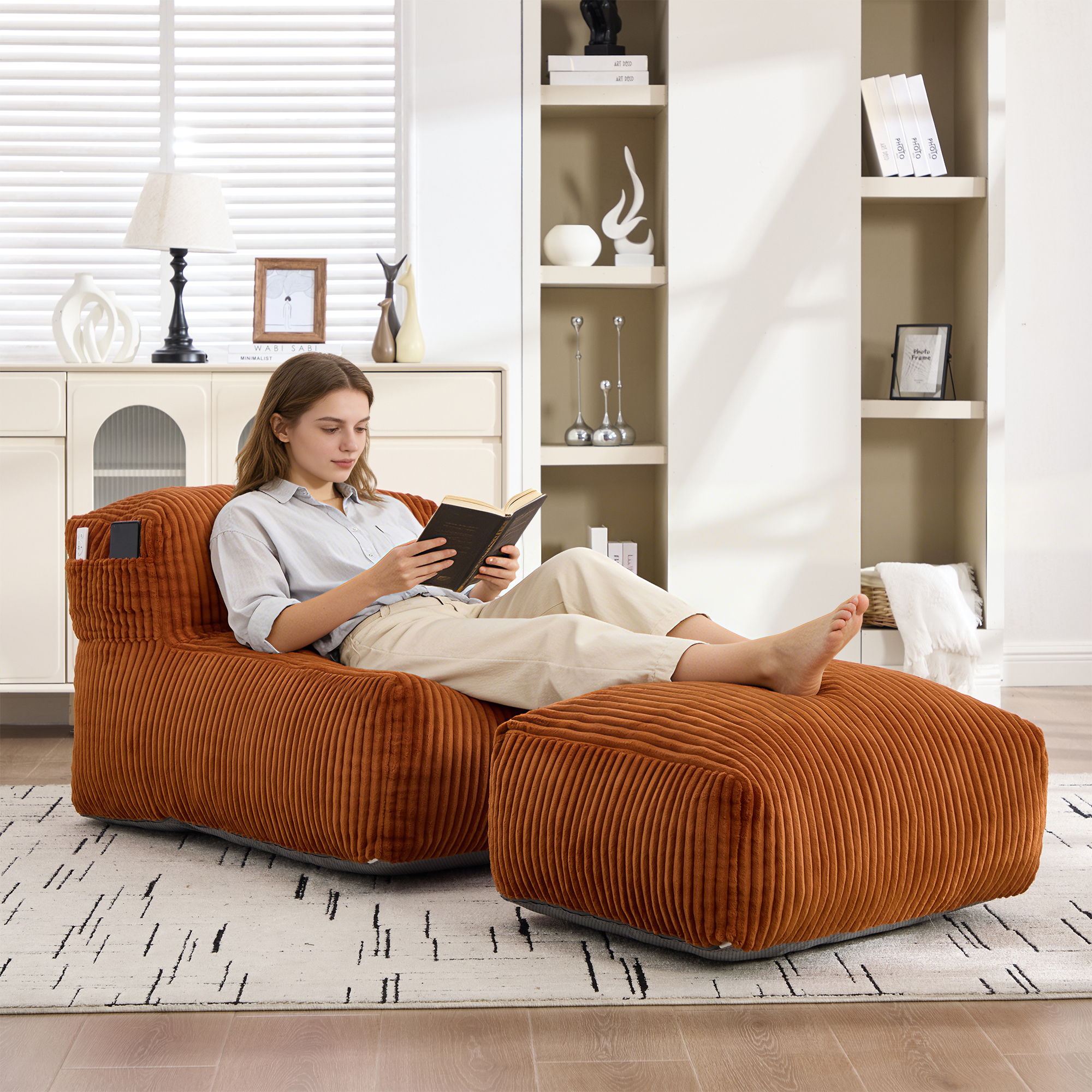 Gros pouf adulte, mousse mémoire, cordon, support ergonomique