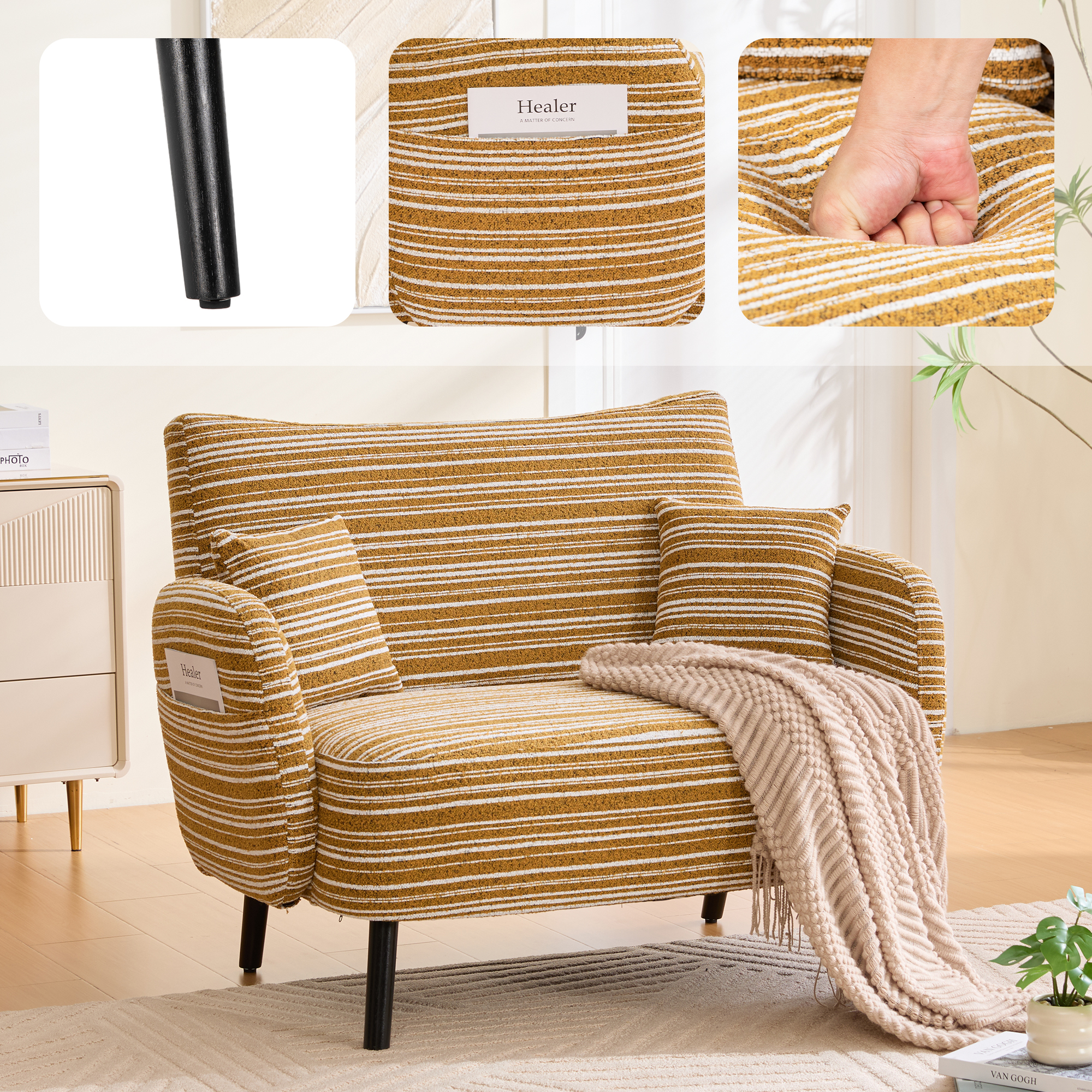 Sofa 2 Places Moderne Ultra-Confortable Rangement Poches