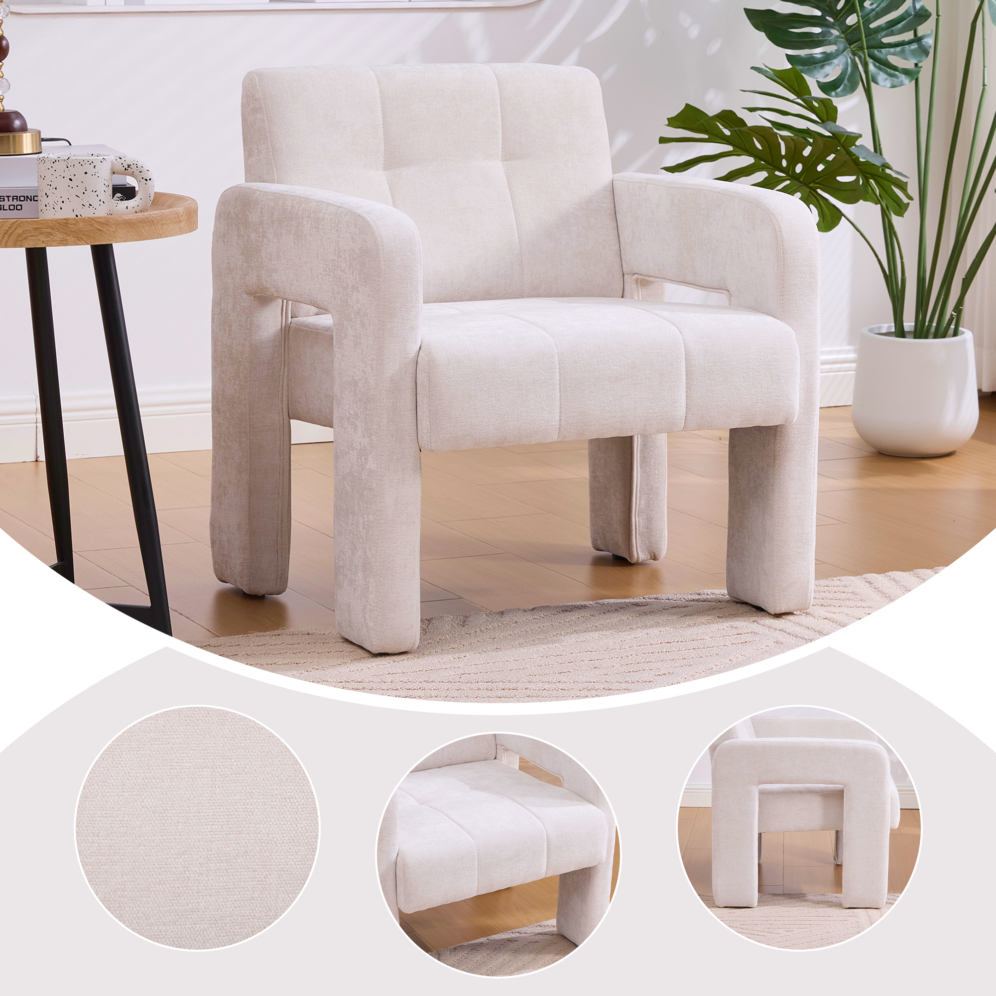 Fauteuil simple rembourré style nordique minimaliste