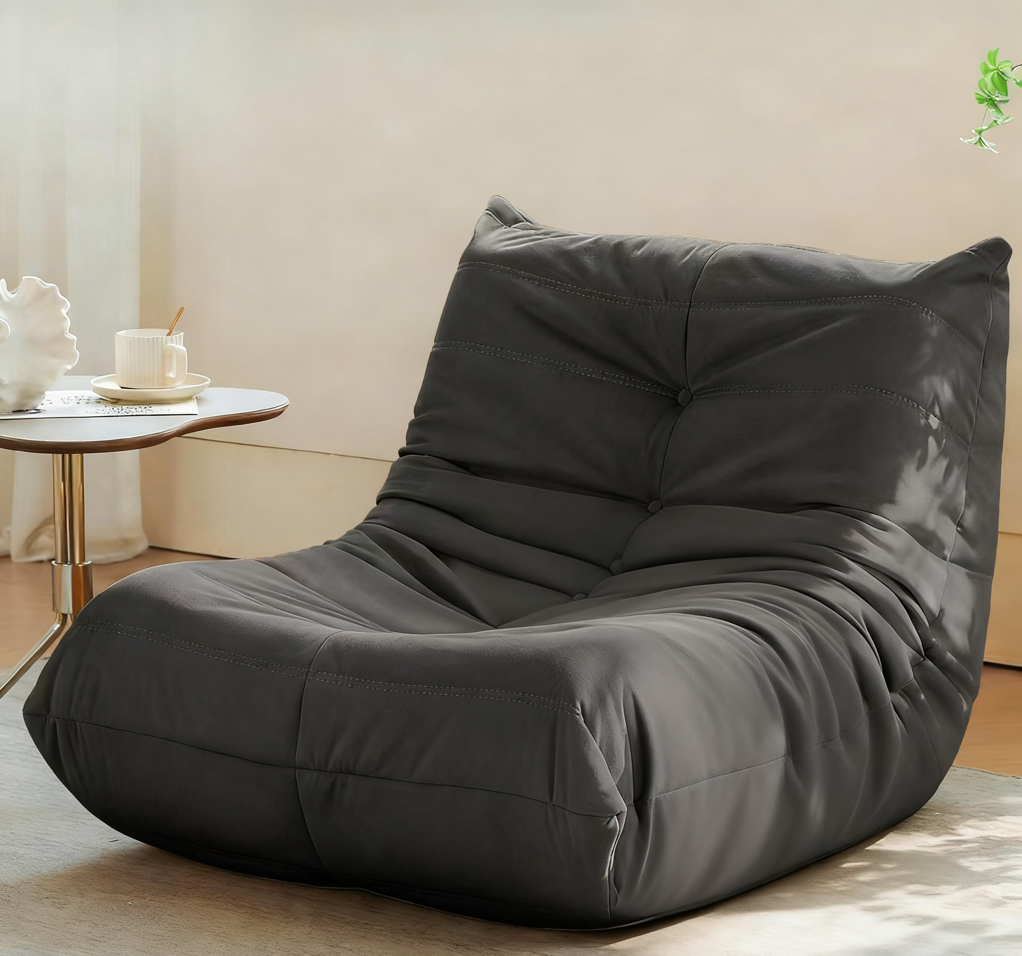 Fauteuil accent capitonné luxe gris microfibre, 1 pc