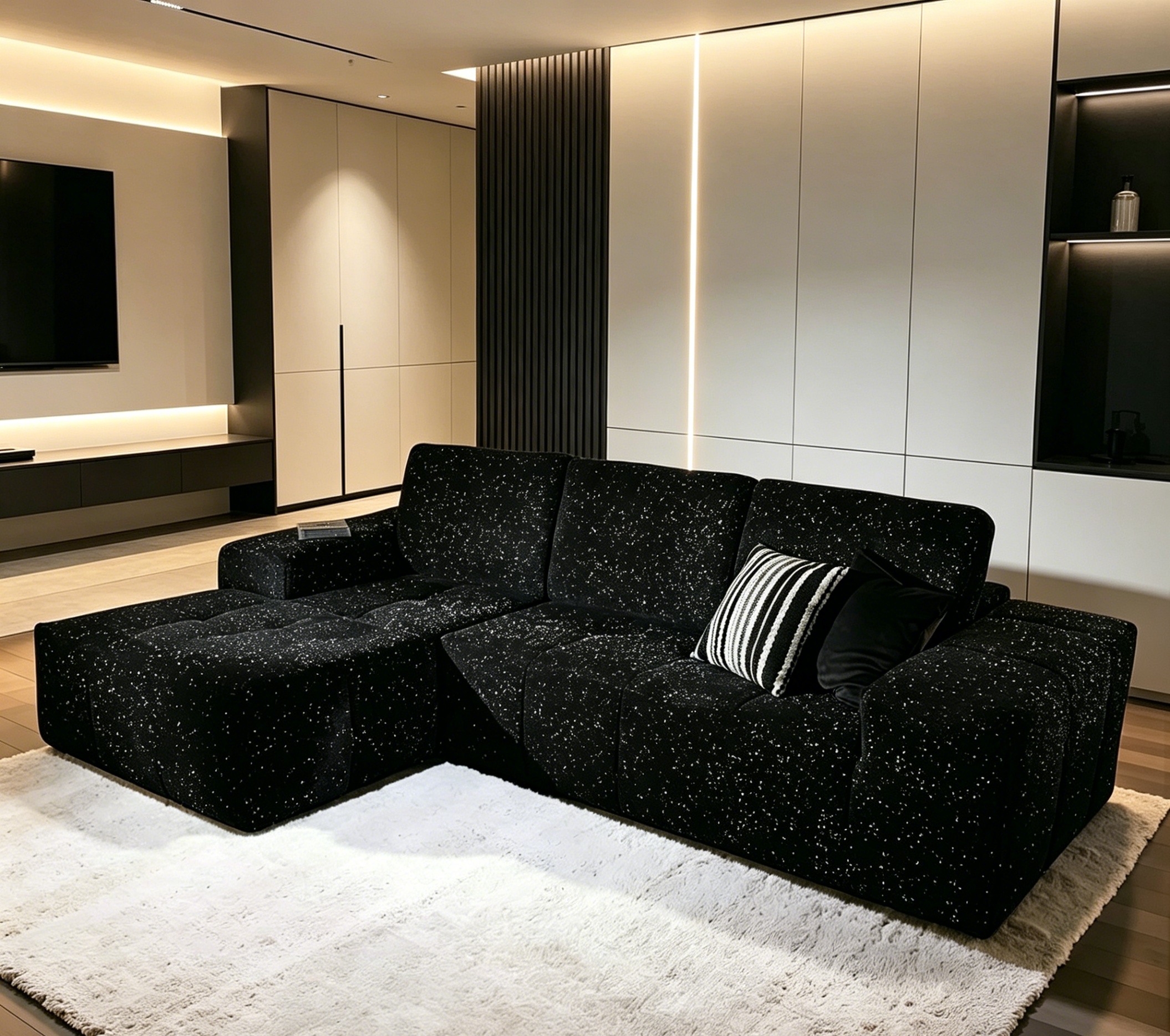 Sofa sectionnel nuage sans coutures L, vert, noir, modula