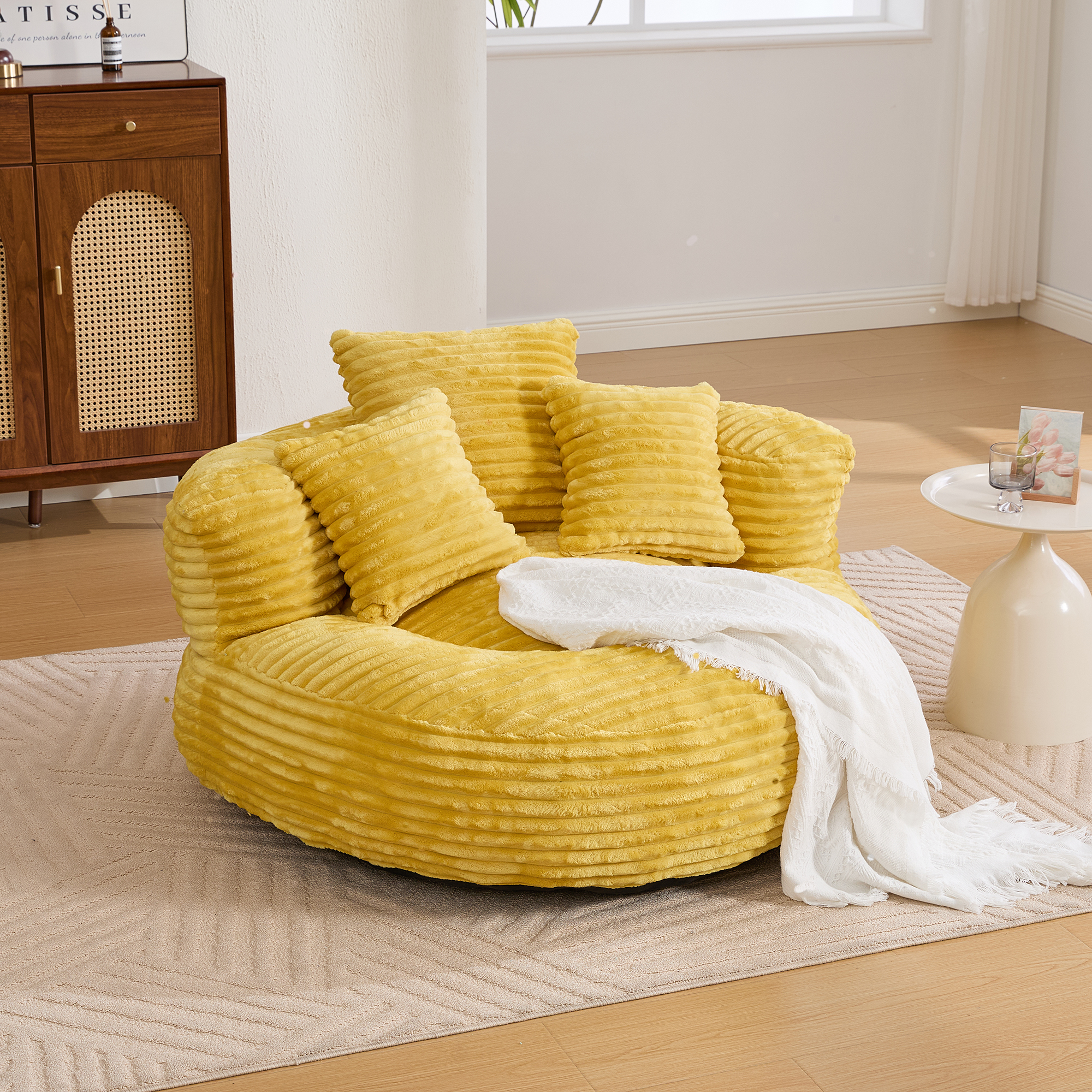 Sac Fauteuil Velours Côtelé Adulte Enfant 3 Coussins