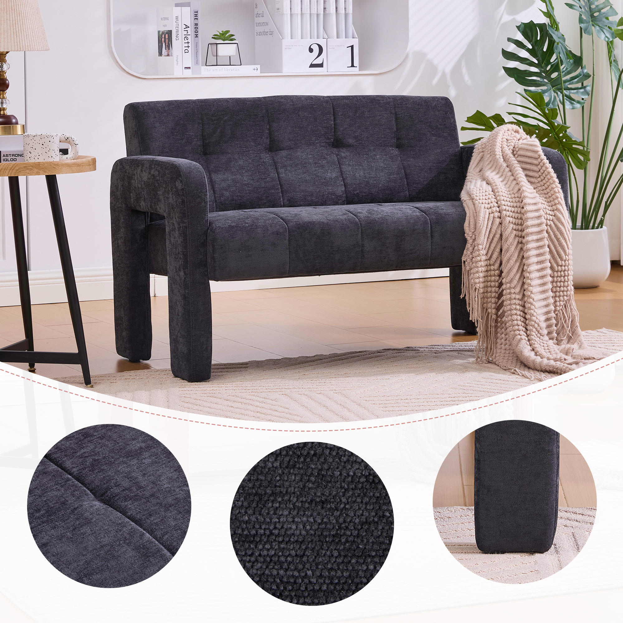 Fauteuil double nordique salon chambre sofa loisir compact rembourré