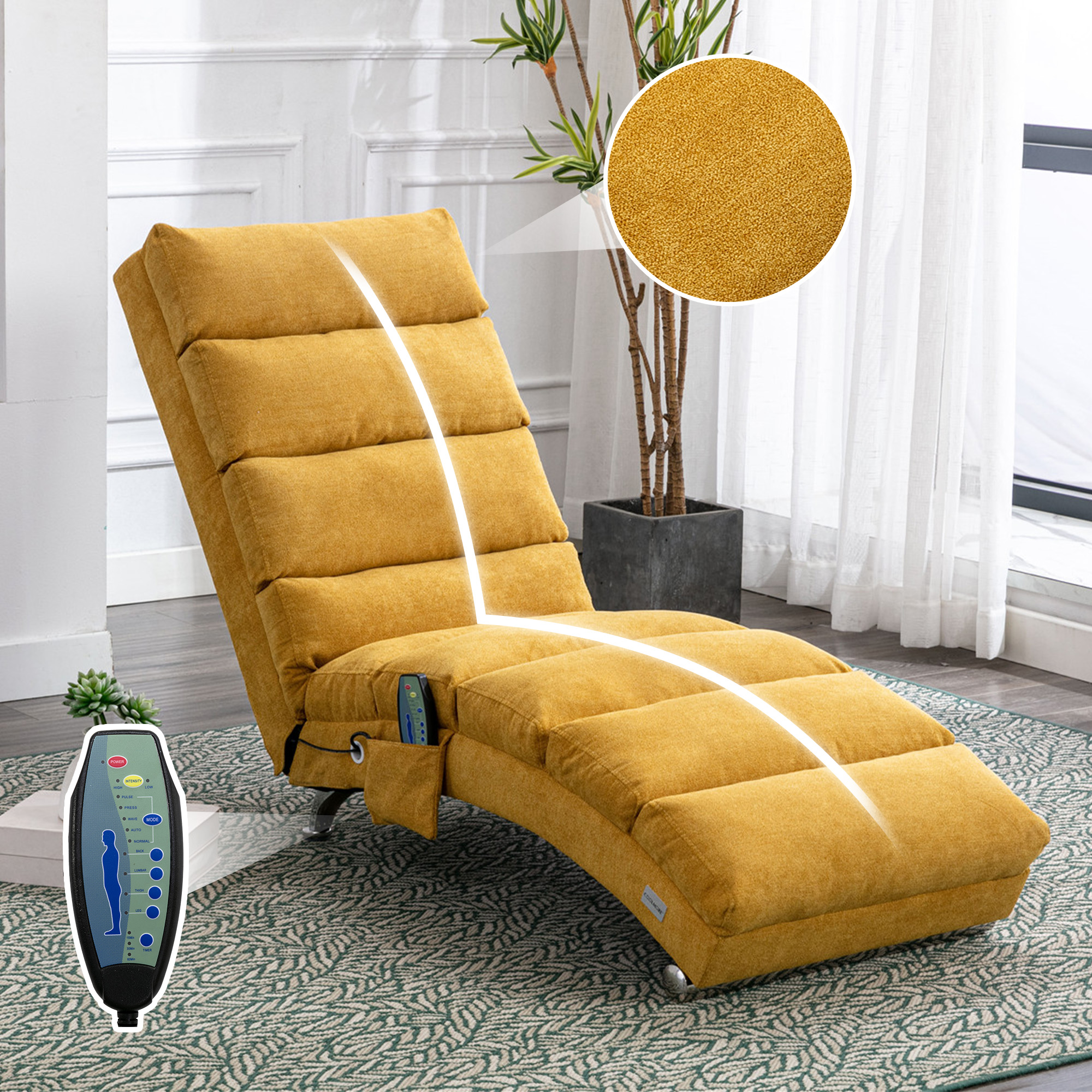 COOLMORE fauteuil chaise longue luxe avec vibration, tissu