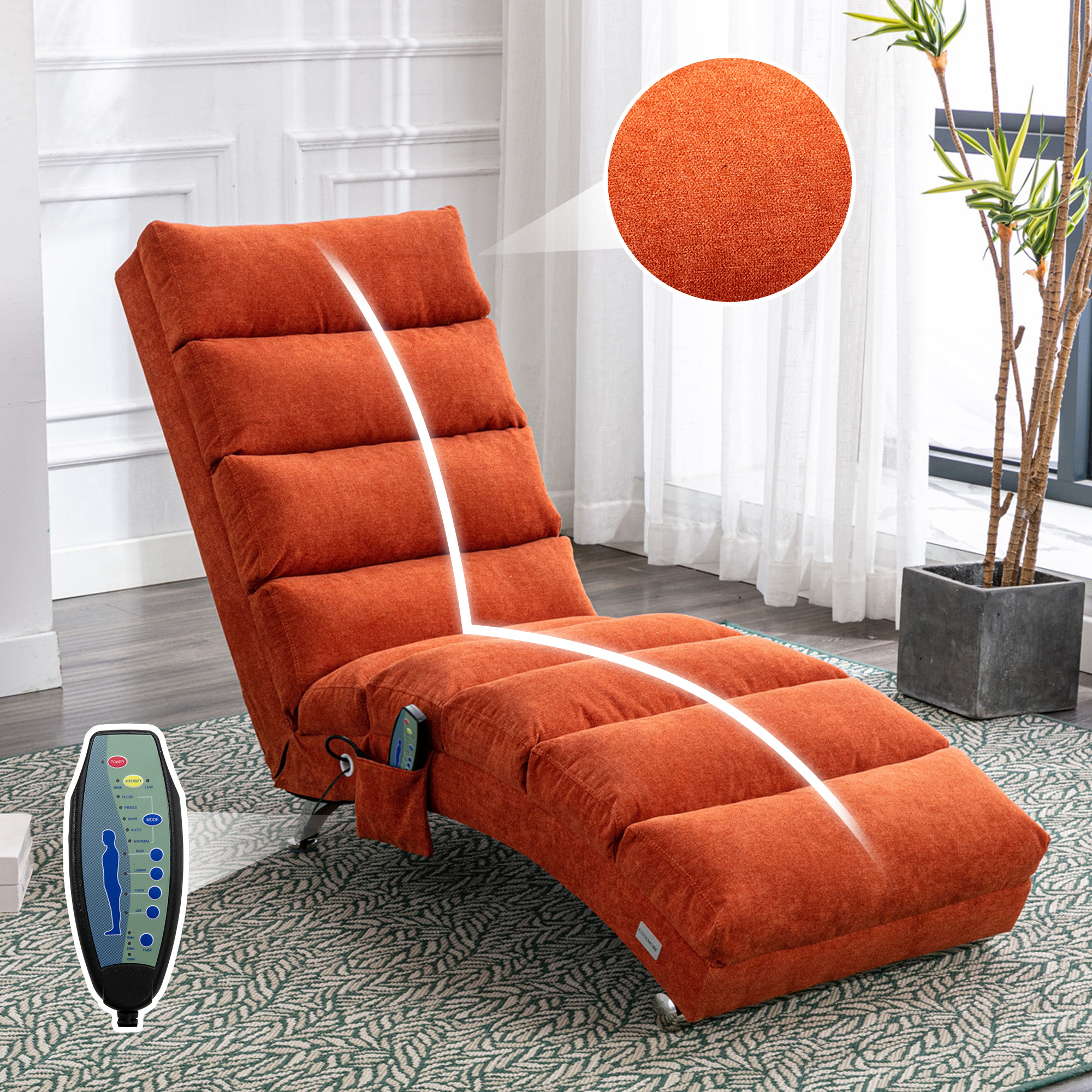 COOLMORE fauteuil chaise longue luxe avec vibration, tissu