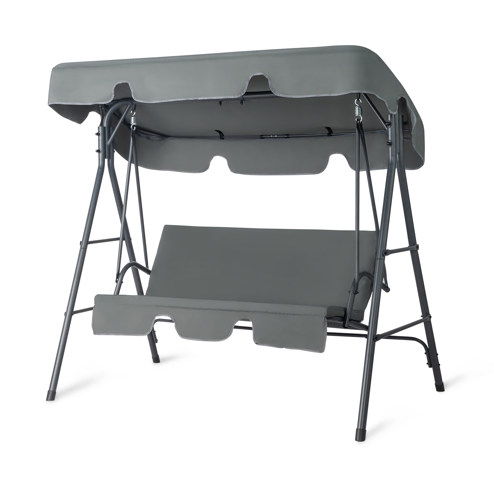 Balançoire jardin 3 places gris auvent 550lbs fer