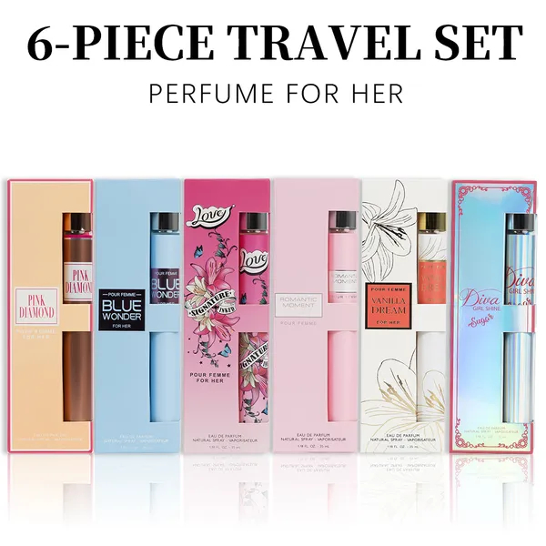 Ensemble voyage parfum 6pc femme 35ml - Fragrance longue tenue