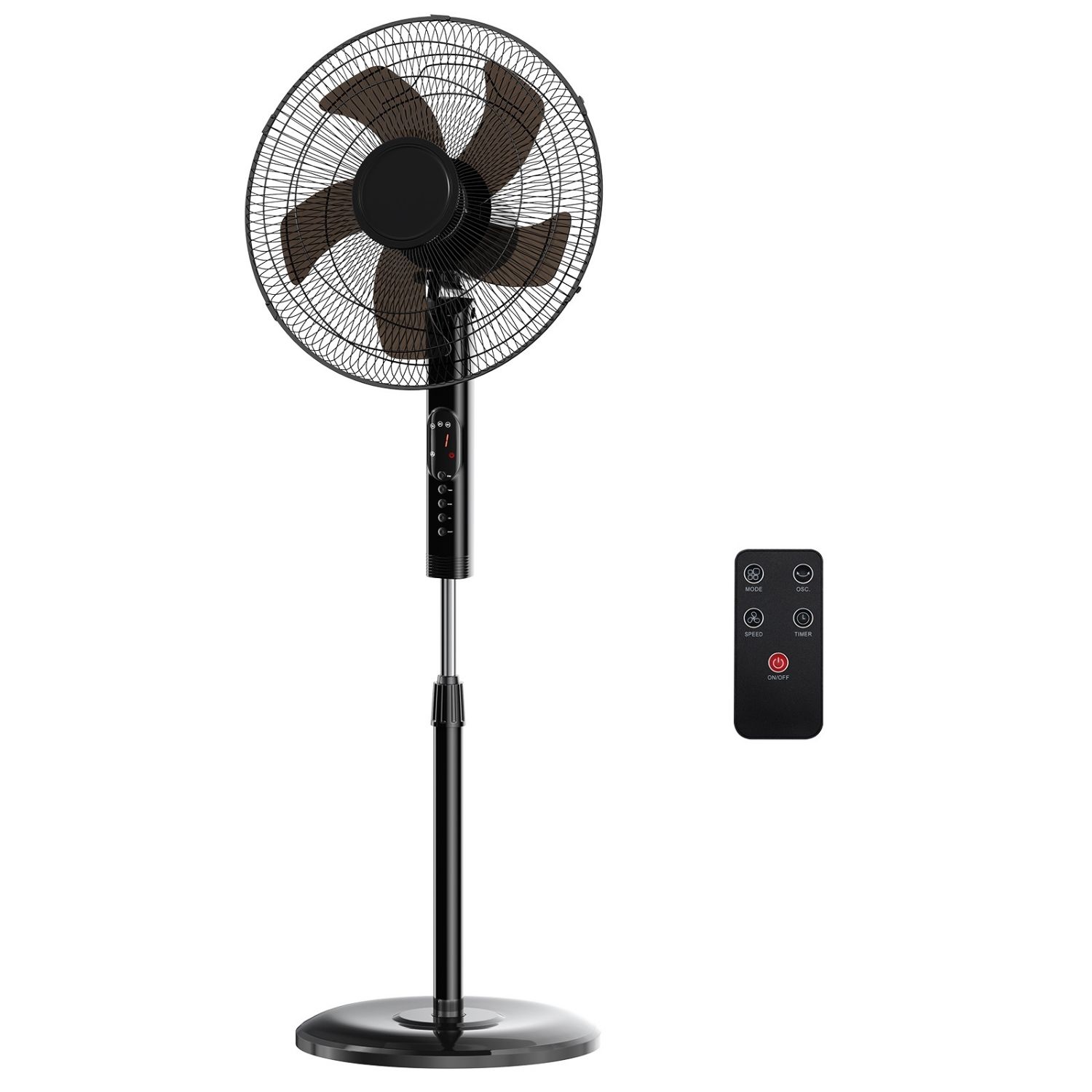 Ventilateur oscillant télécommande, hauteur ajustable, minuteur