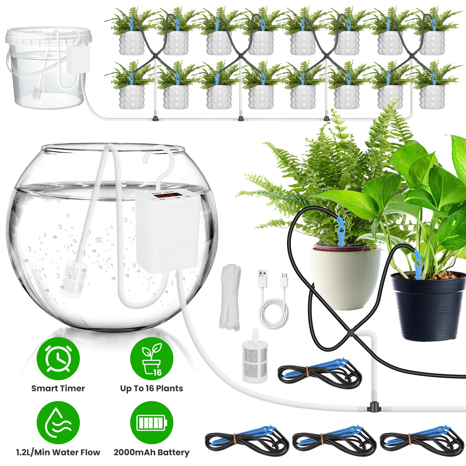 Arroseur automatique plantes écran LCD 16 gouttes