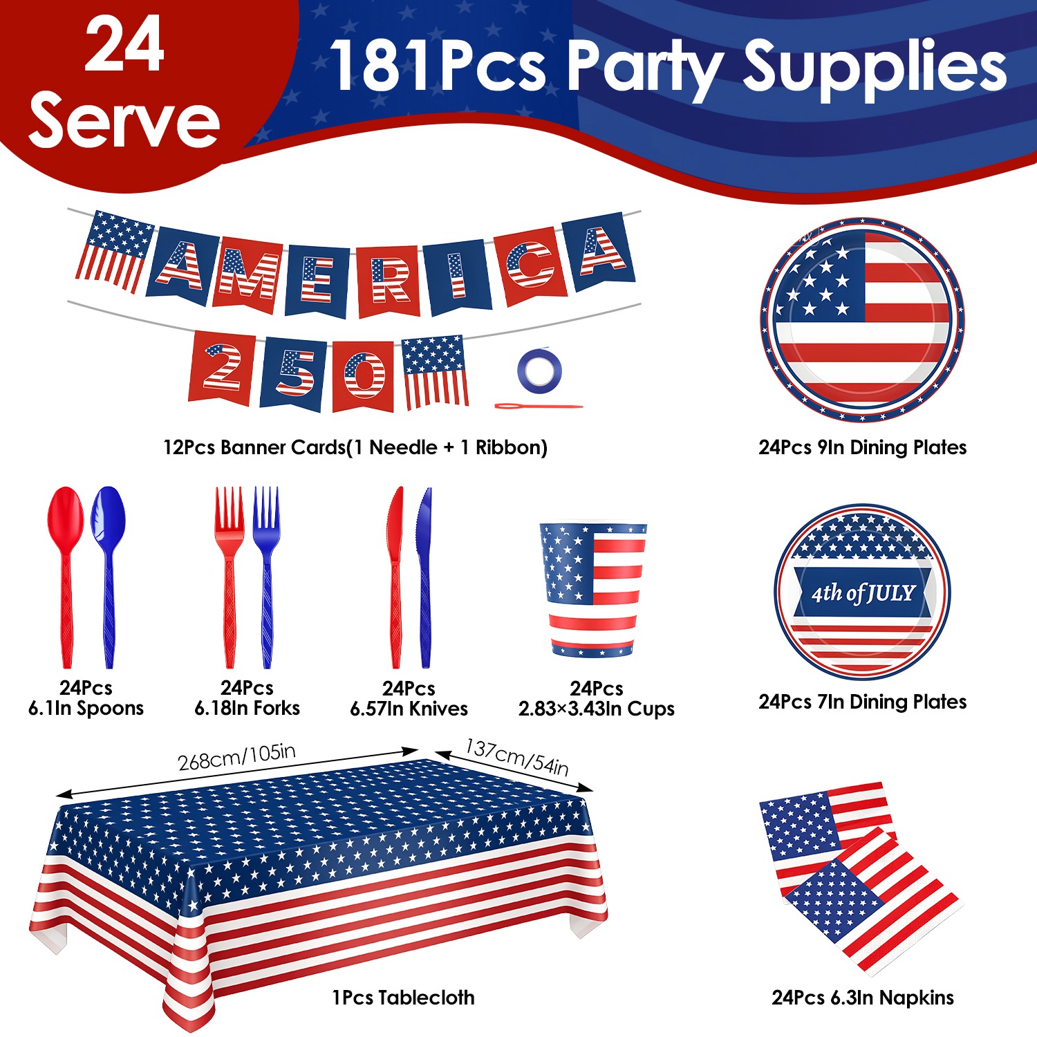 Ensemble 181pcs 4 juillet 250e anniversaire