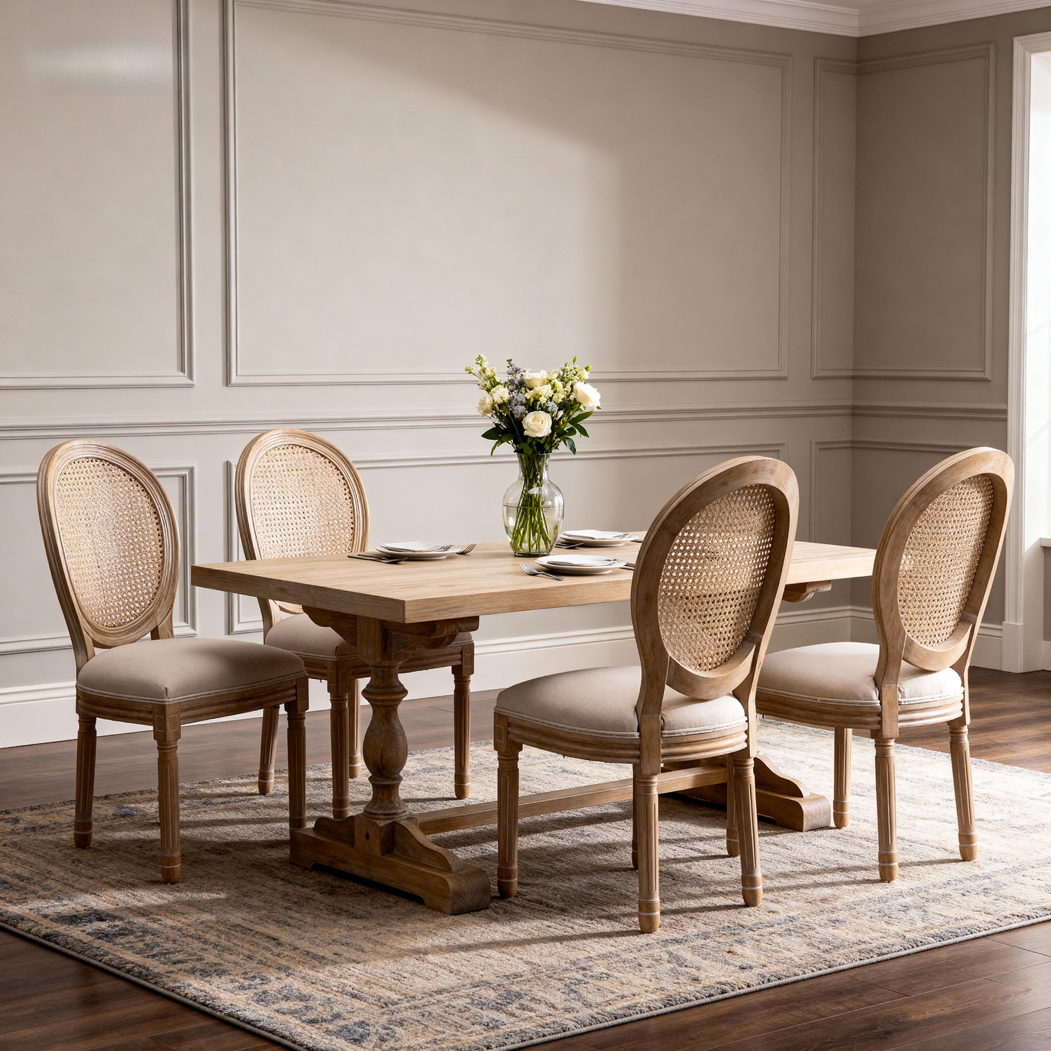 2 chaises salle à manger campagne française beige