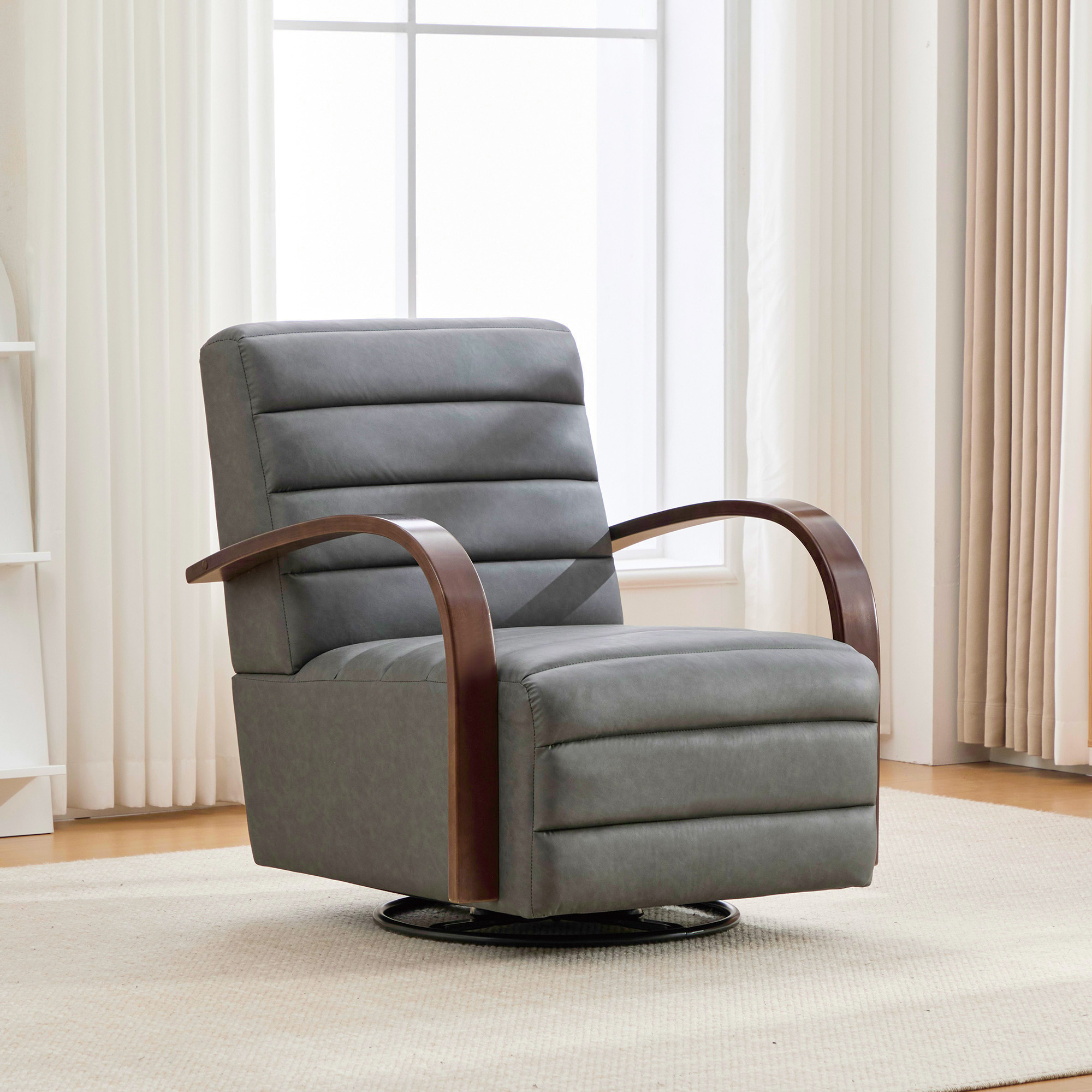 Fauteuil pivotant 30,7 po gris, bois massif