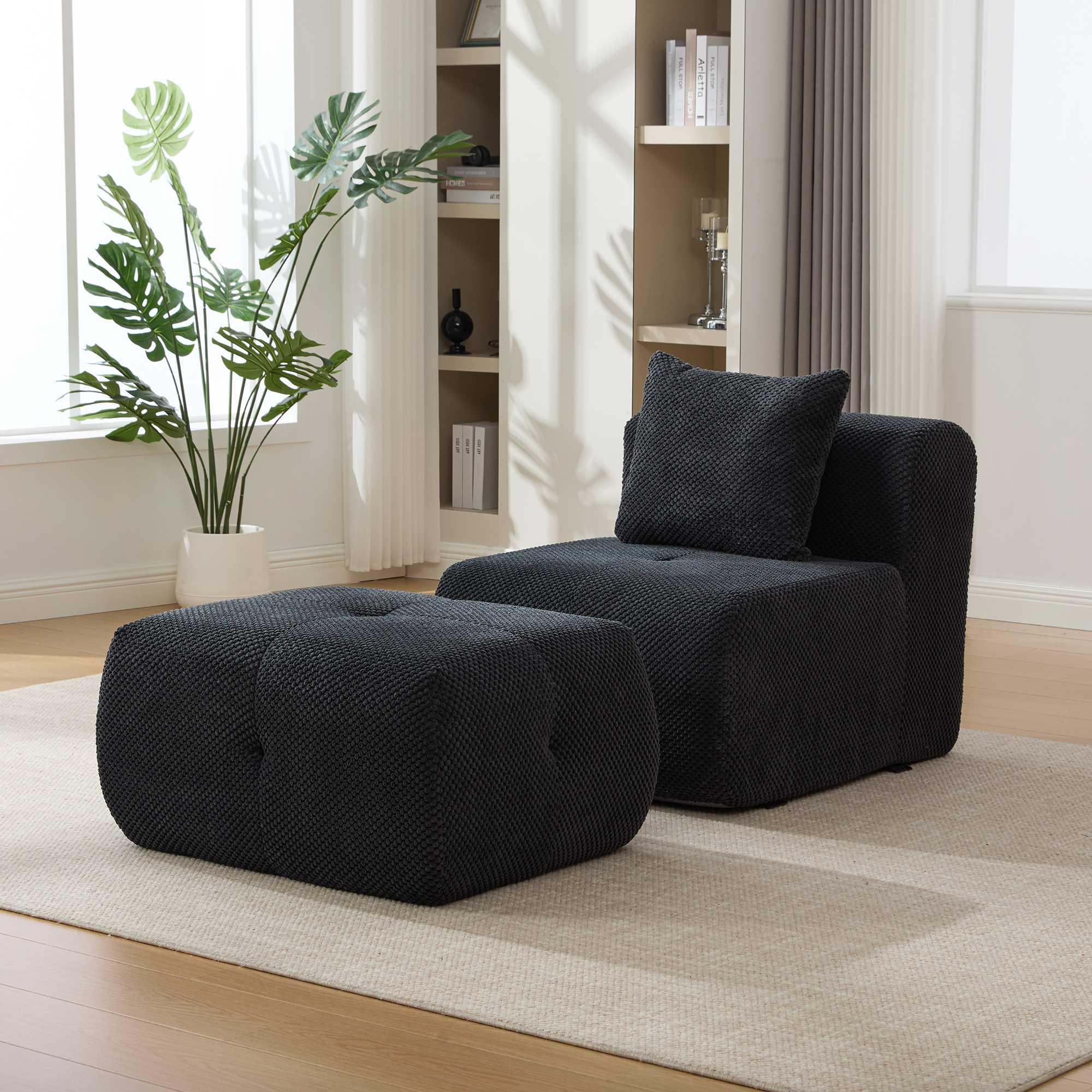 Fauteuil nuage 31po modulaire sans bras avec ottoman charbon