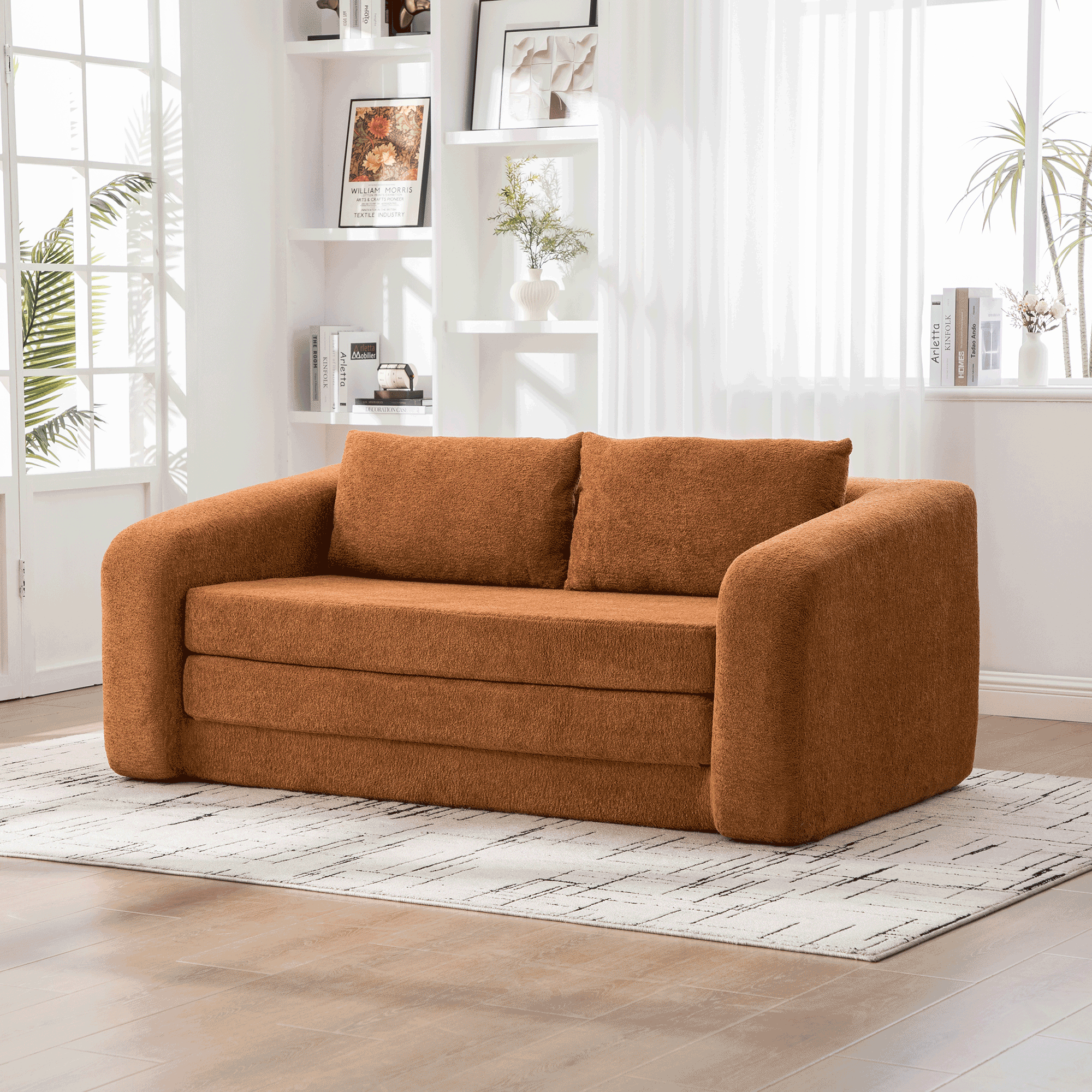 Canapé-lit 71" pliable orange chenille nuages