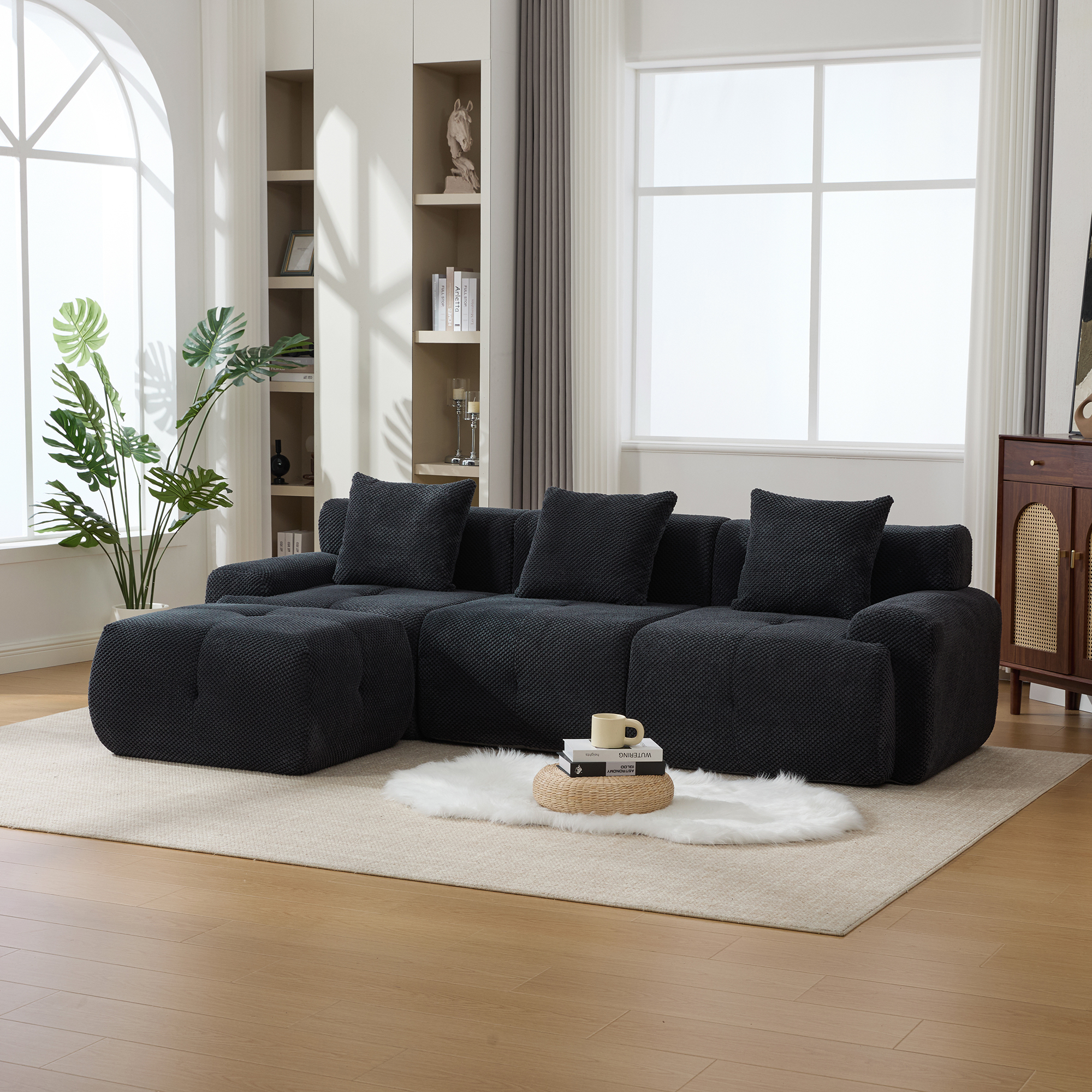 Sofa sectionnel L 4 pièces 104,3", charbon