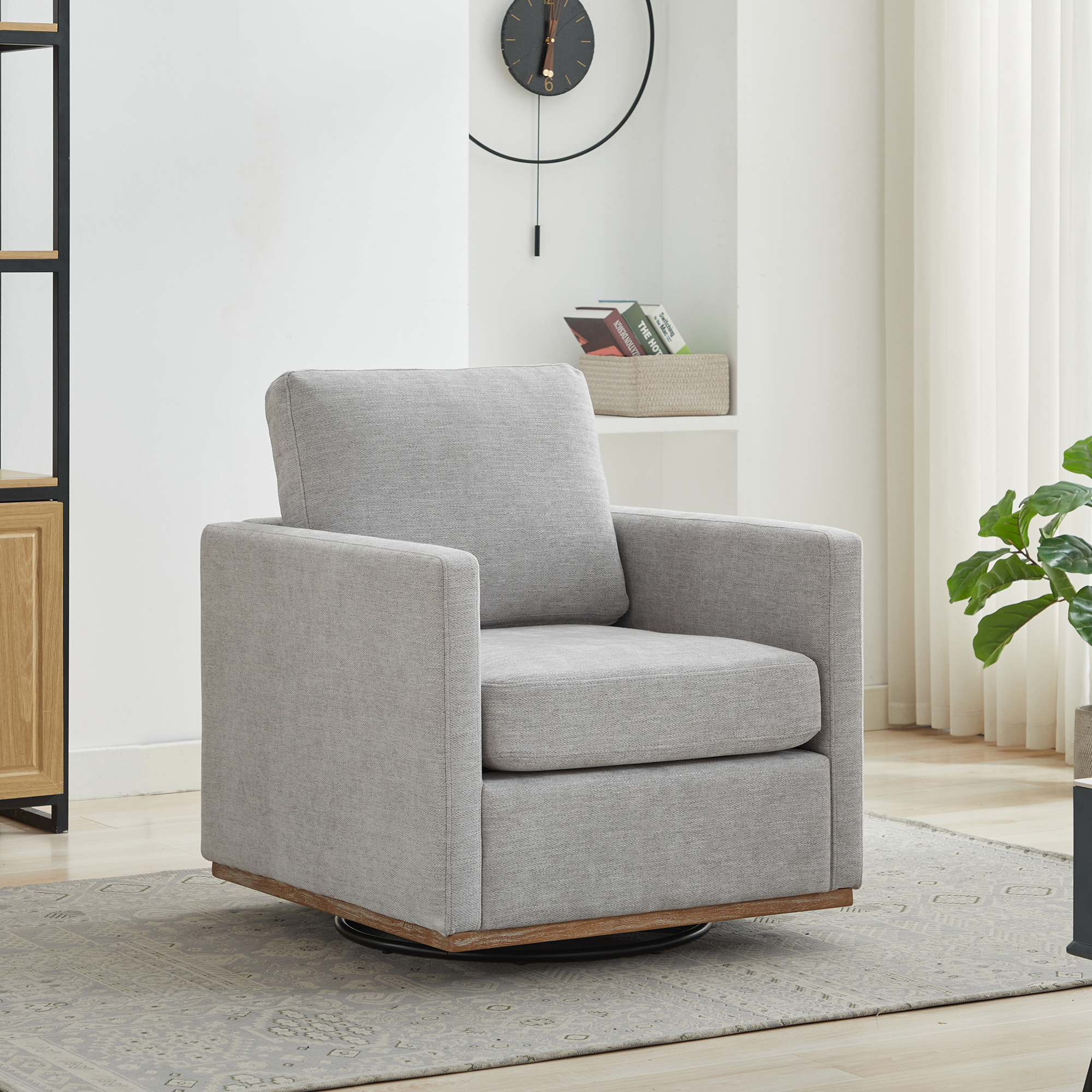 Chaise 360° pivotante base bois gris clair
