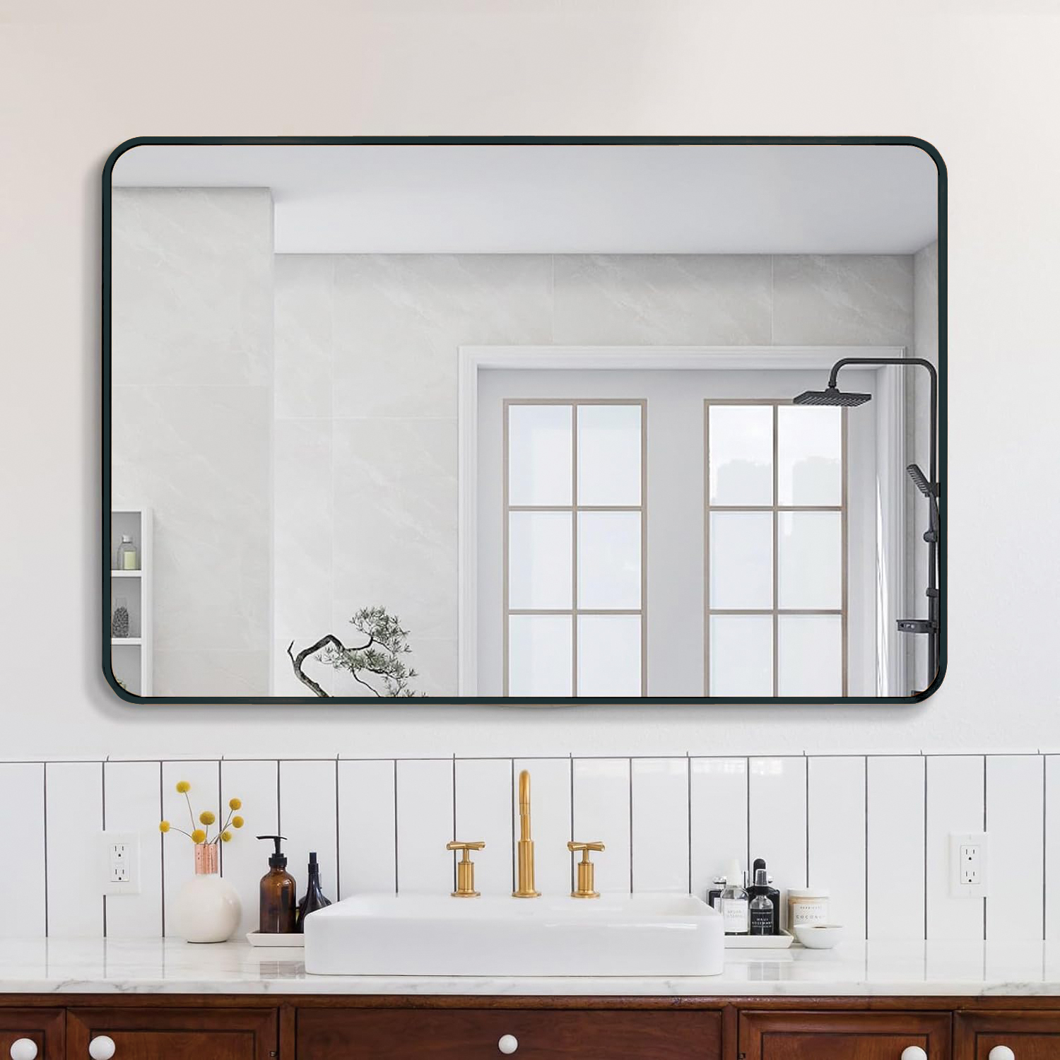 Miroir salle de bain métal noir 30x40po W2203134112