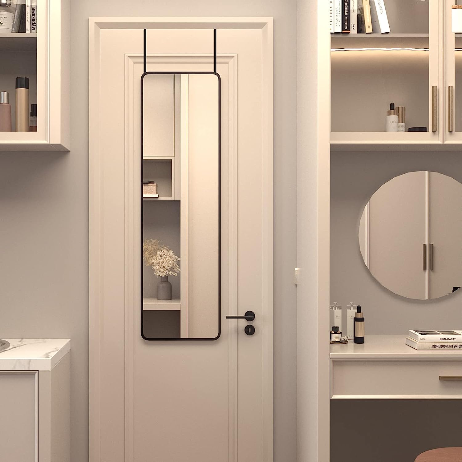 Miroir porte noir 47x14 po