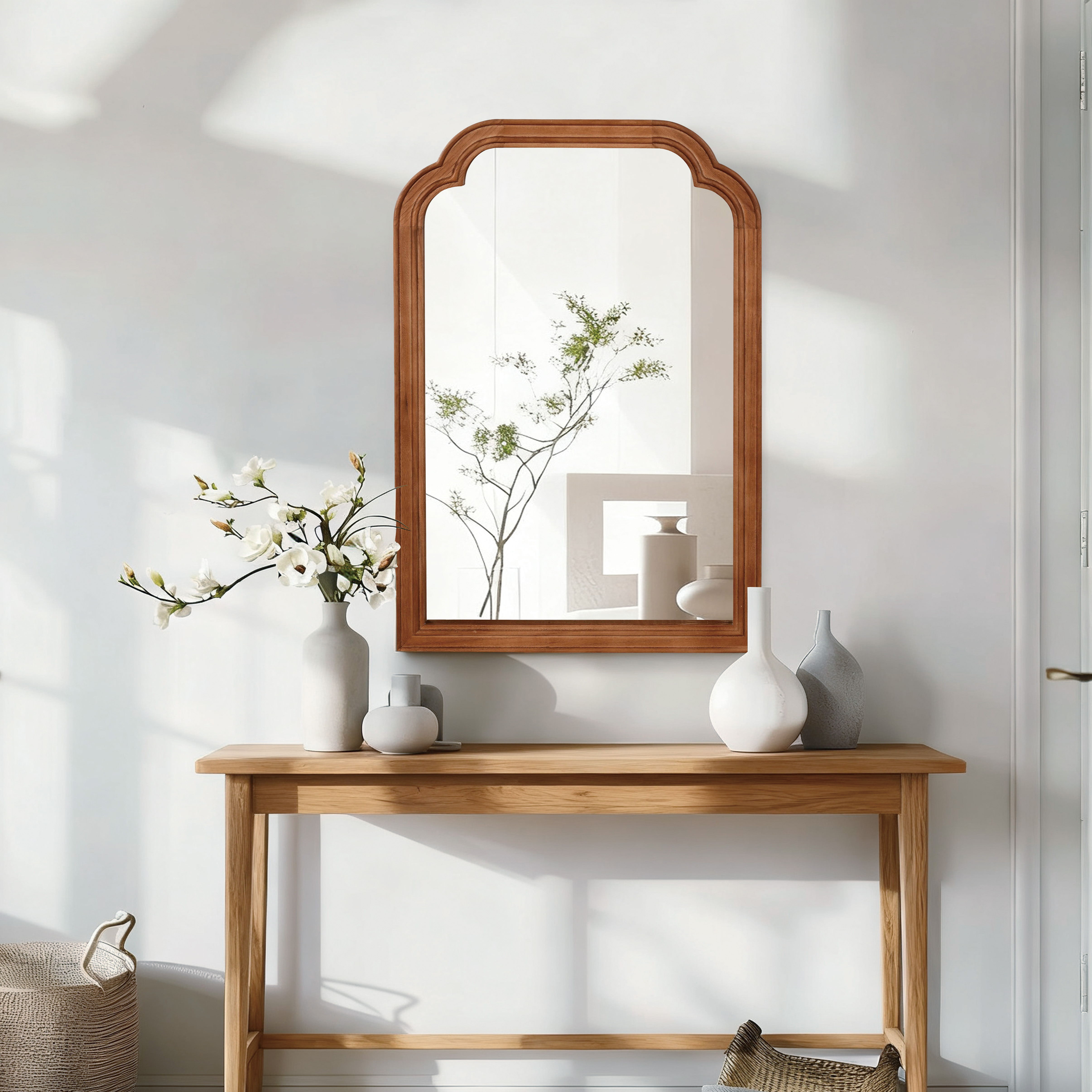 Miroir bois 20x30po coin arrondi brun jaunâtre