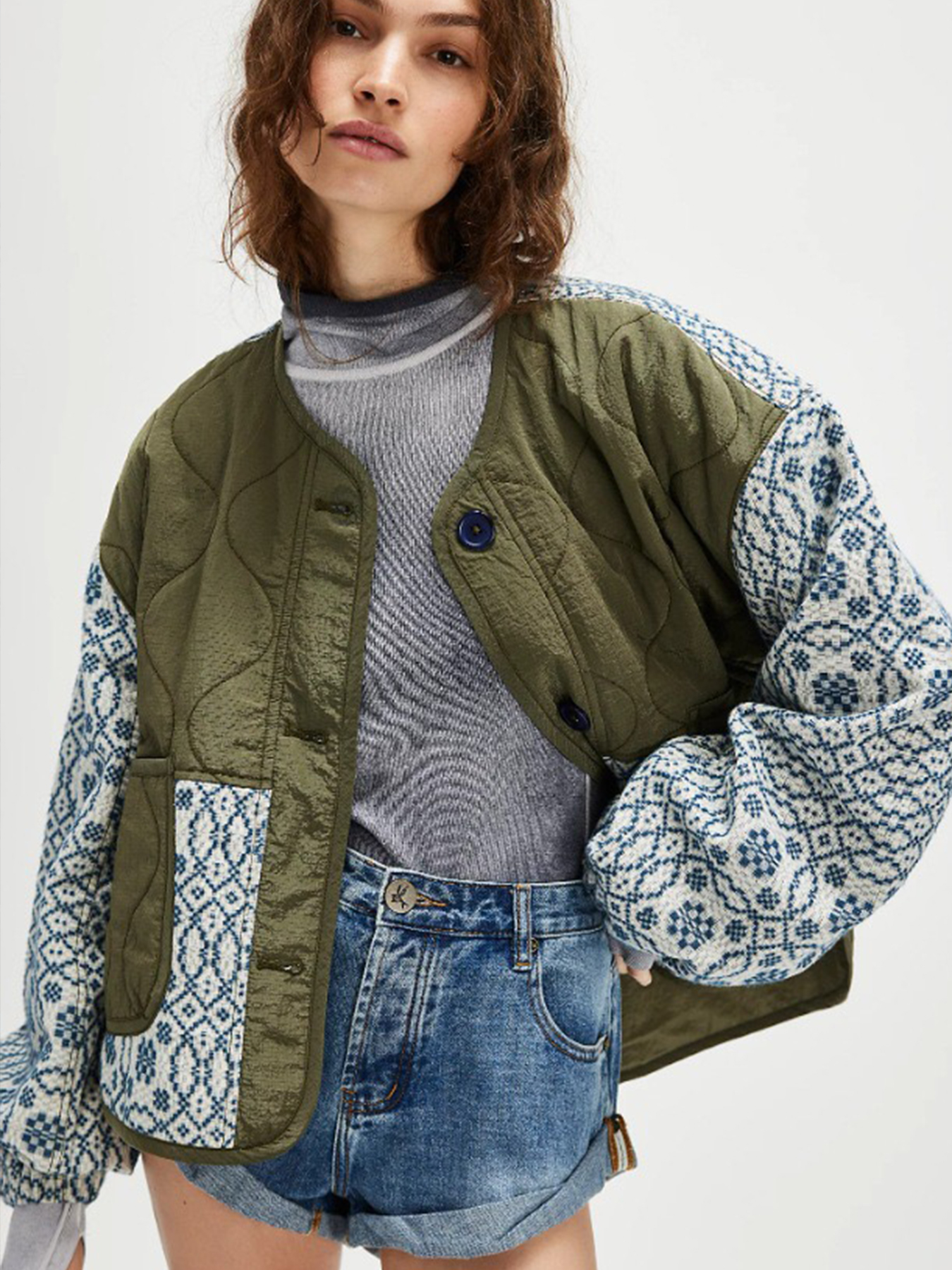 Manteau matelassé imprimé patchwork femme