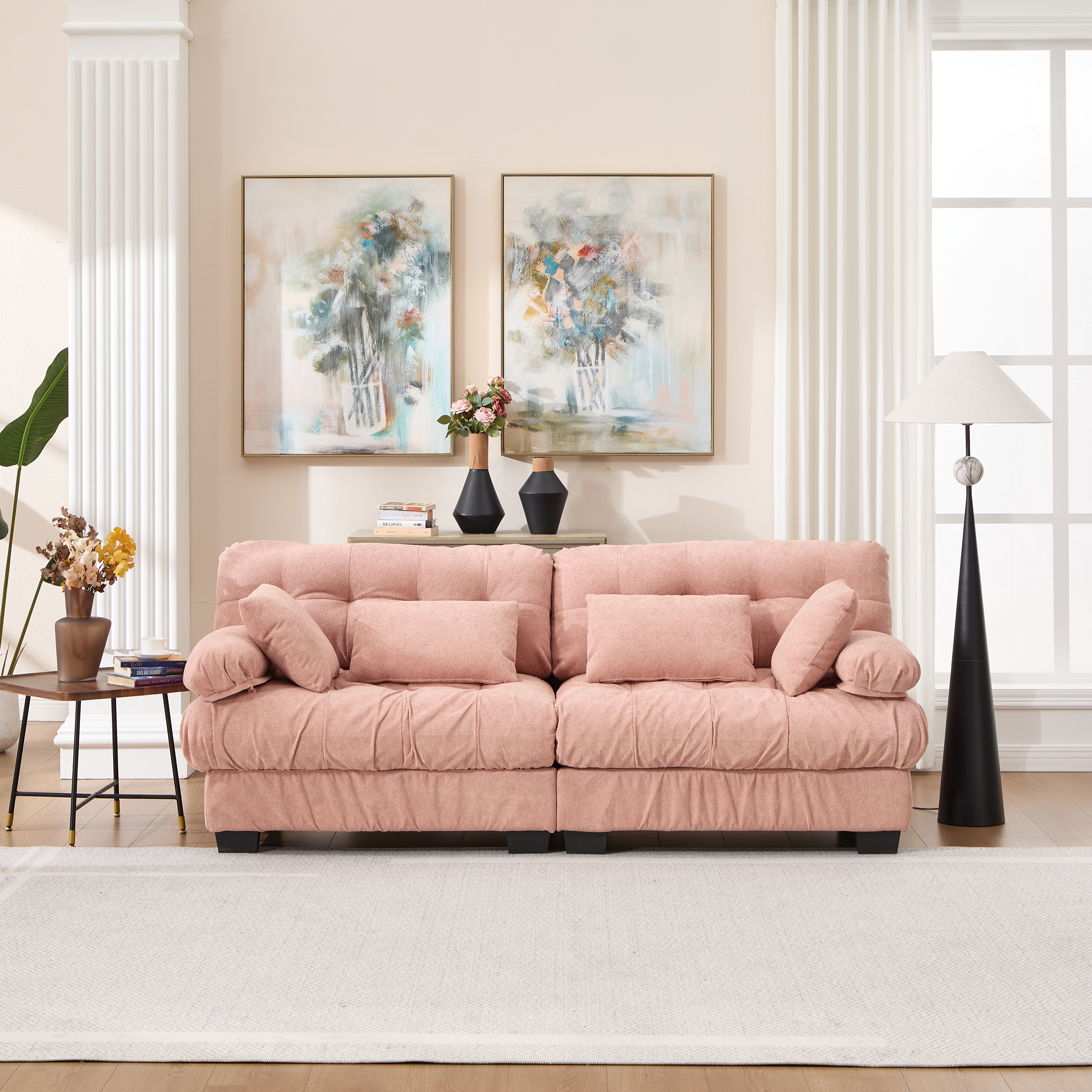 Sofa modulable nuage, canapé moderne, flanelle, 4 coussins