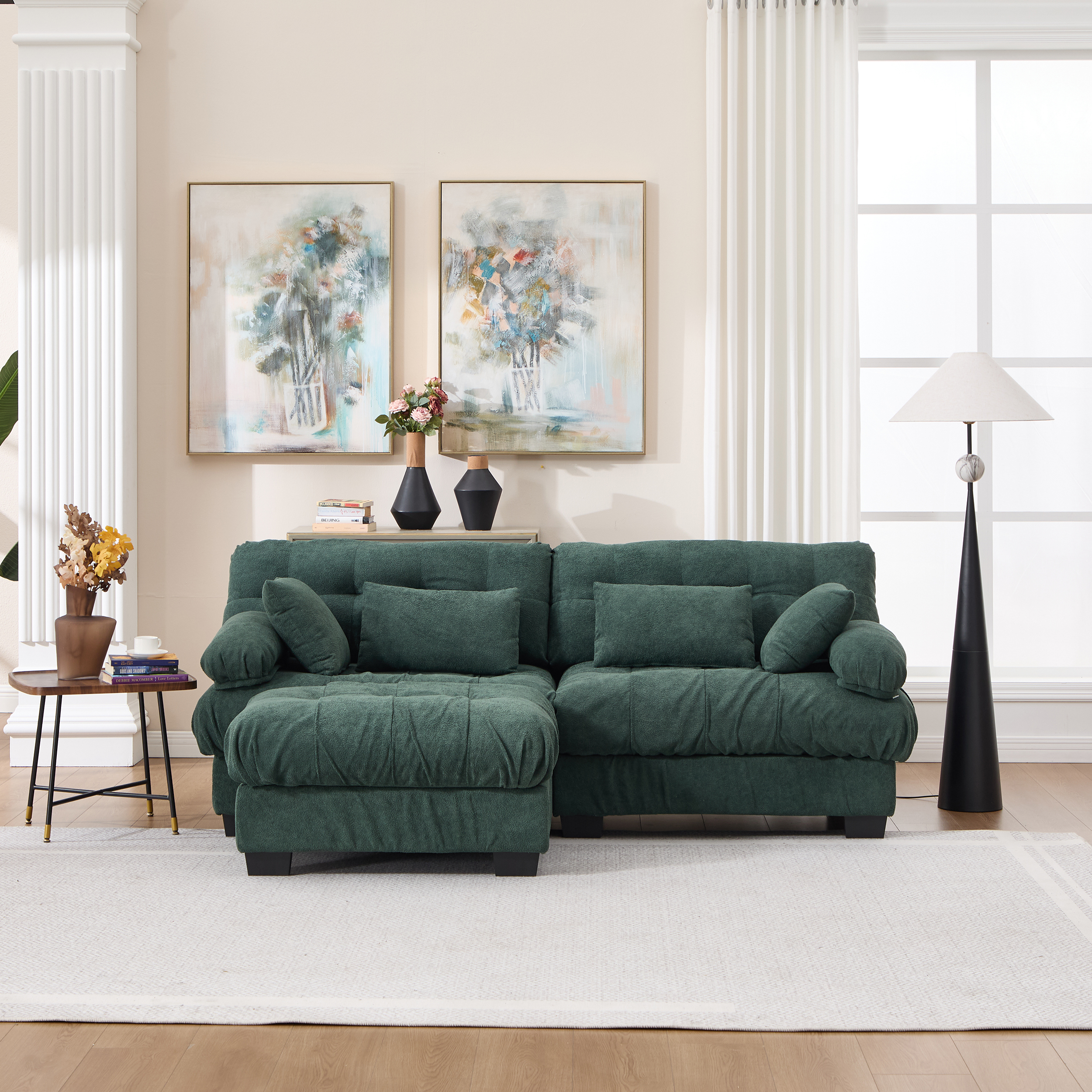 Causeuse sectionnel nuage profonde L ottoman flanelle