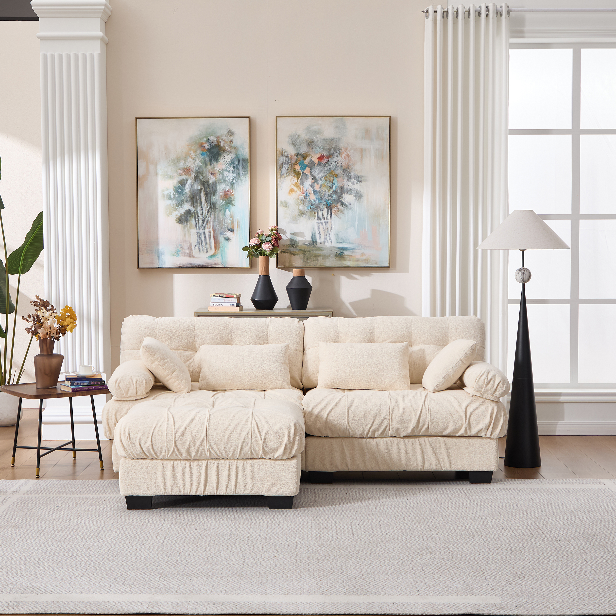 Causeuse sectionnel nuage profonde L ottoman flanelle