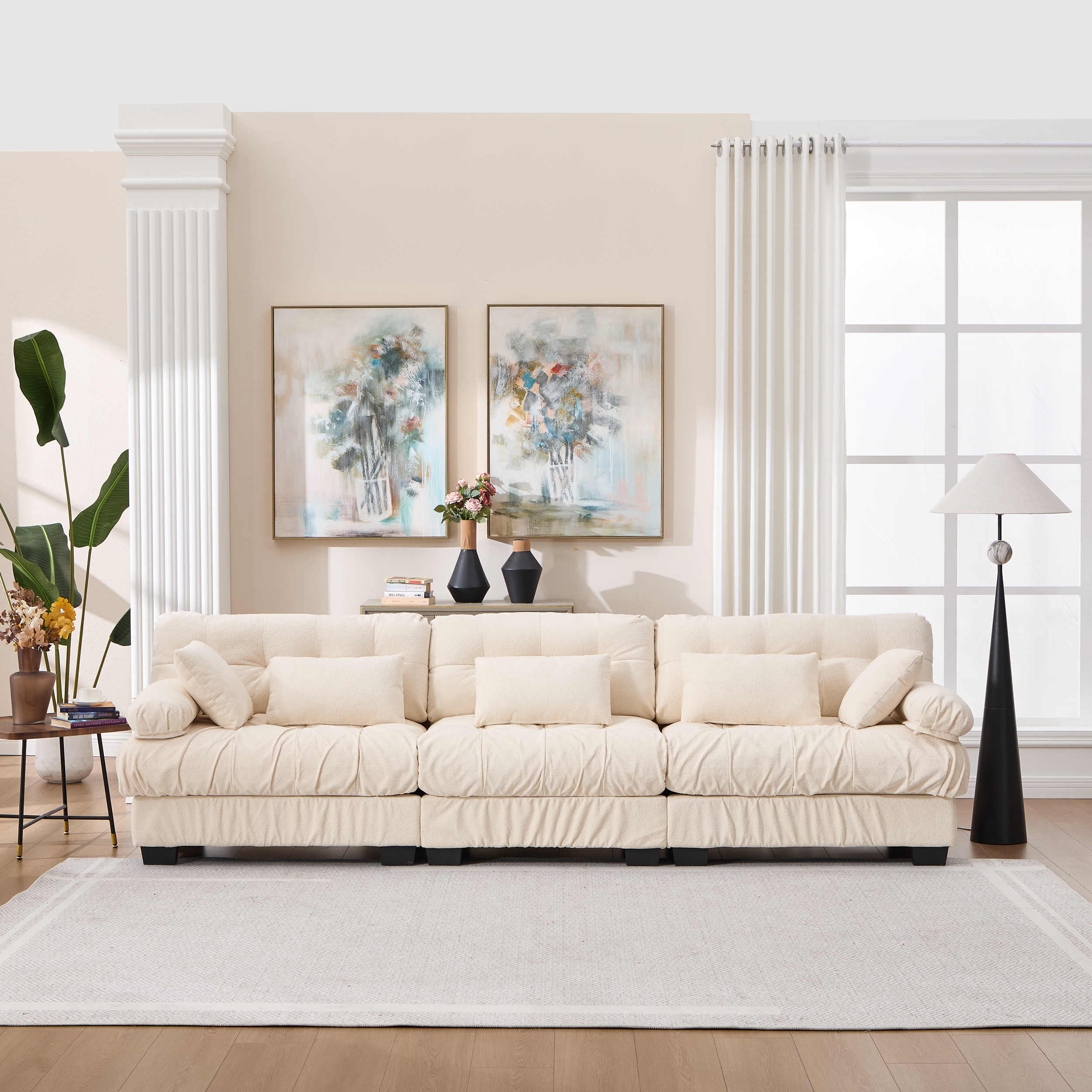 Sectionnel Modulaire Cloud Couch 3 Places Flanelle Gris 5 Coussins