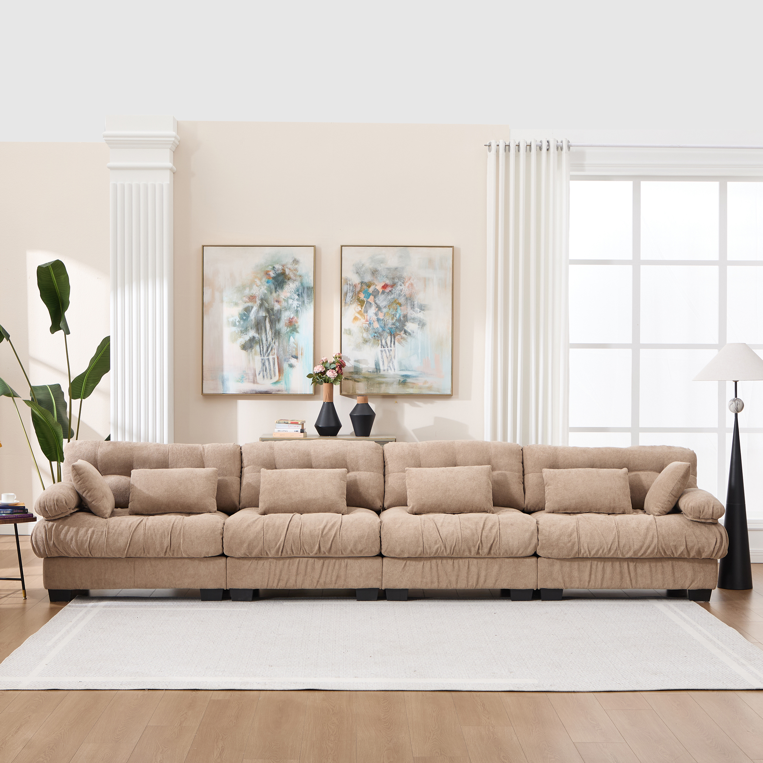 Canapé modulaire nuage sectionnel 4 places profond, gris