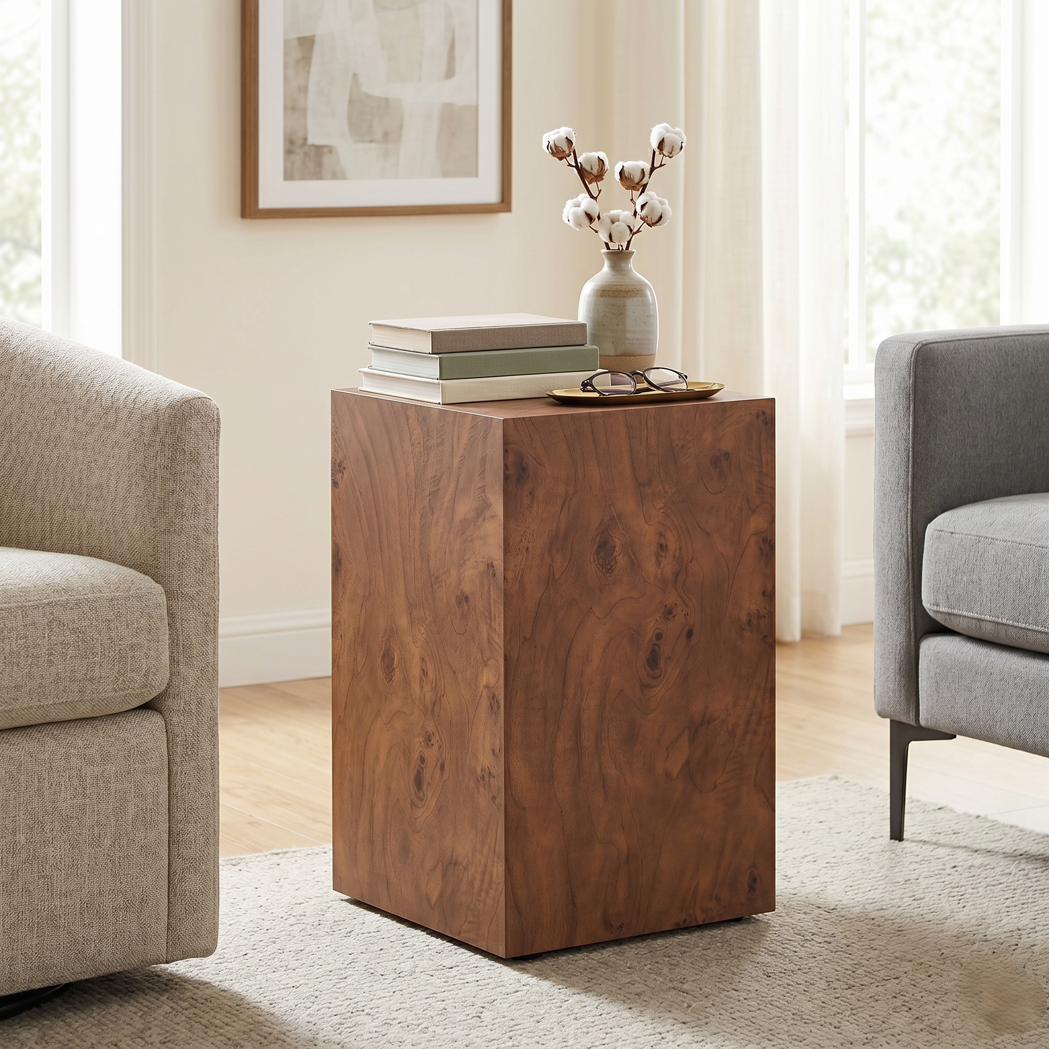 Table cube noyer placage ajustable multifonction 11,8x19,7