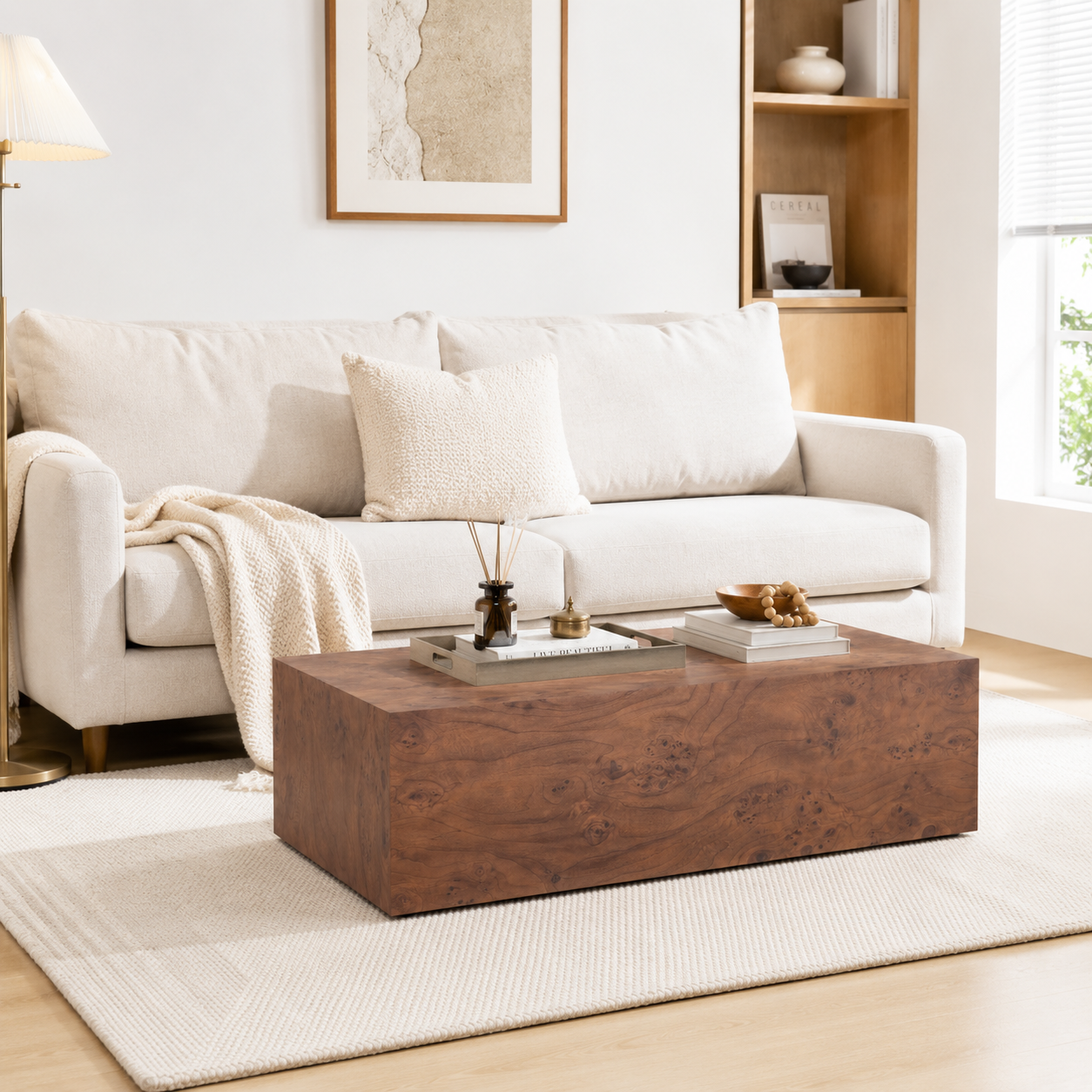 Table café ajustable noyer 39,4x21,7x11,8 po