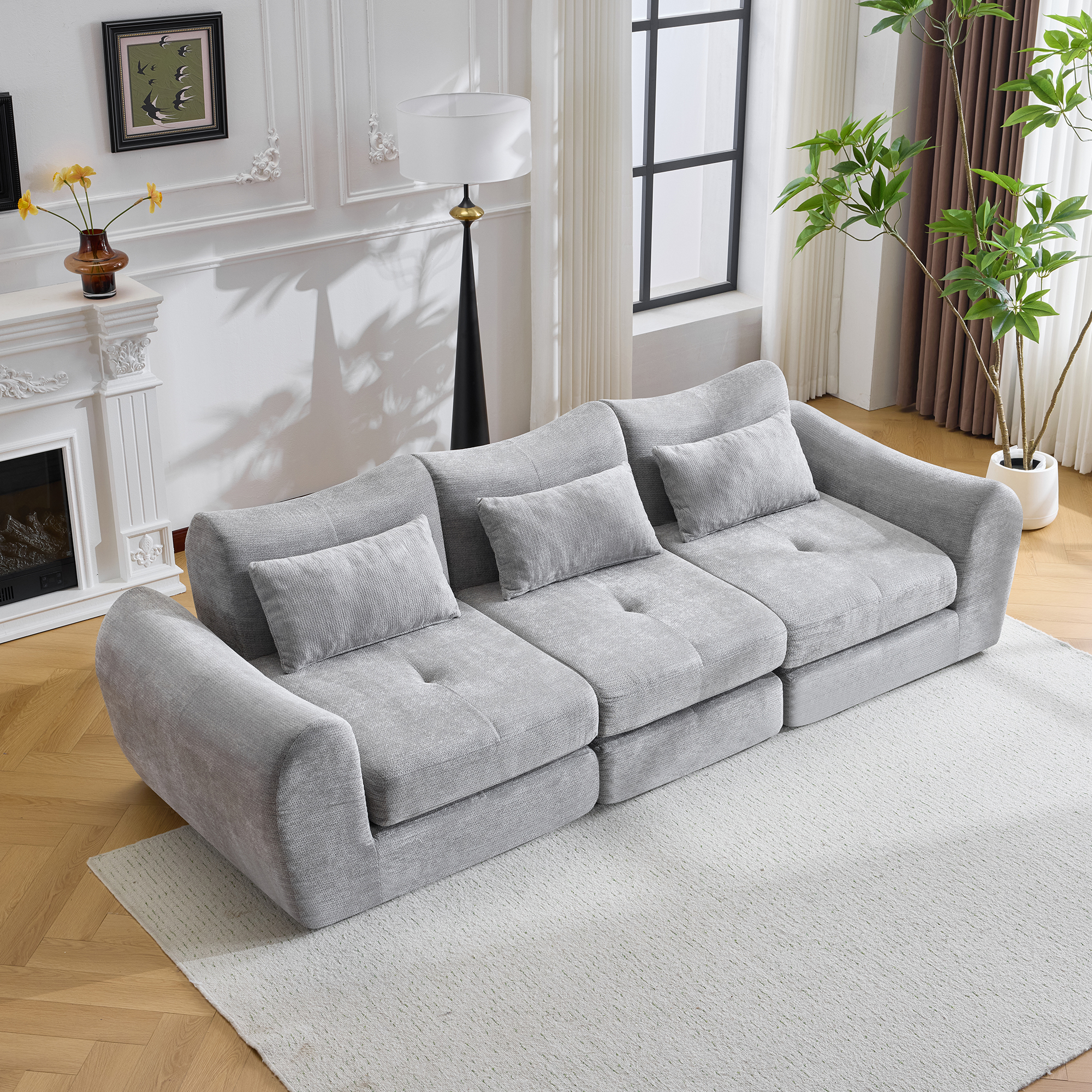 Canapé modulaire nuage convertible lit sectionnel coussiné