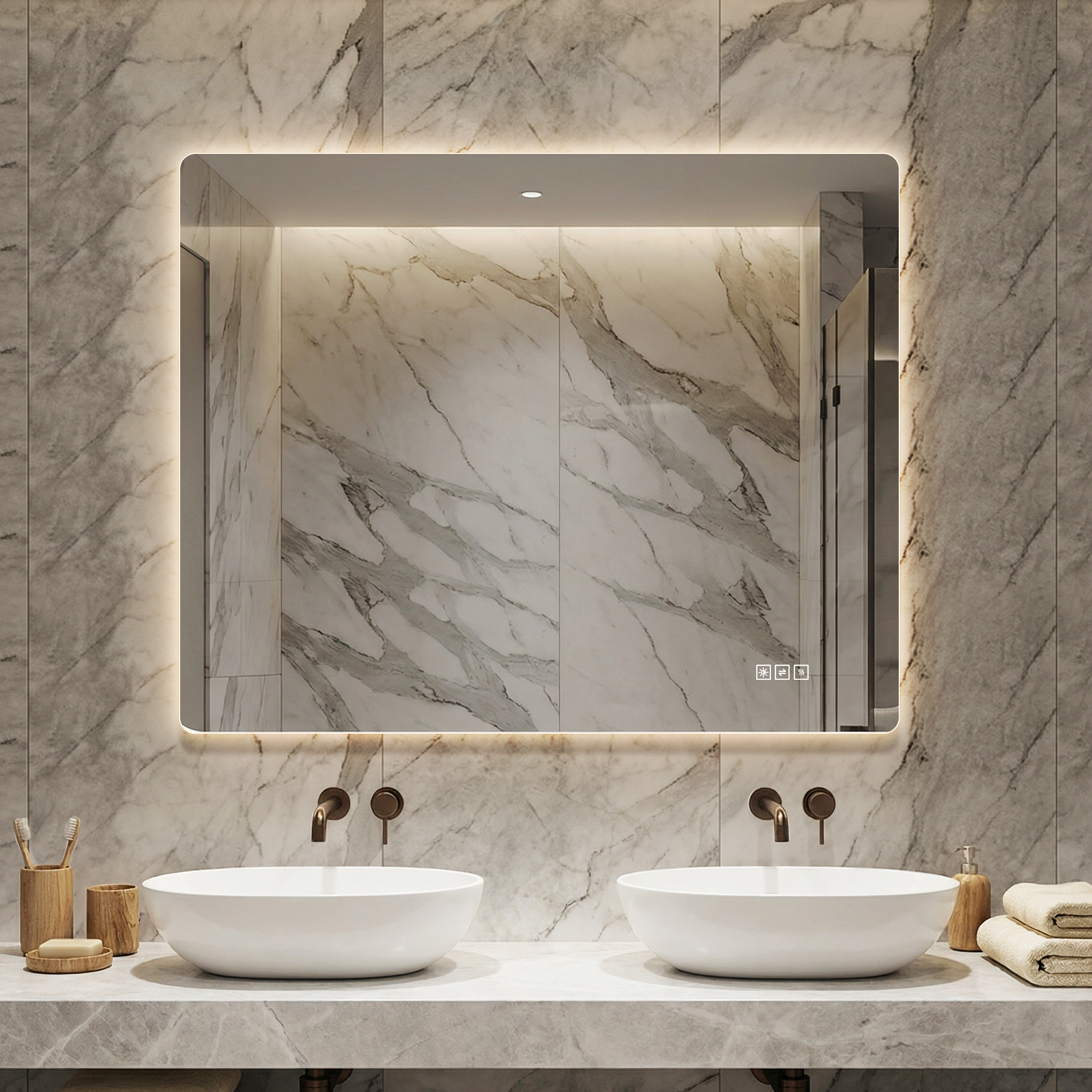 Miroir Salle Bain 36x30po LED Antibuée Dimmable 3 Couleurs