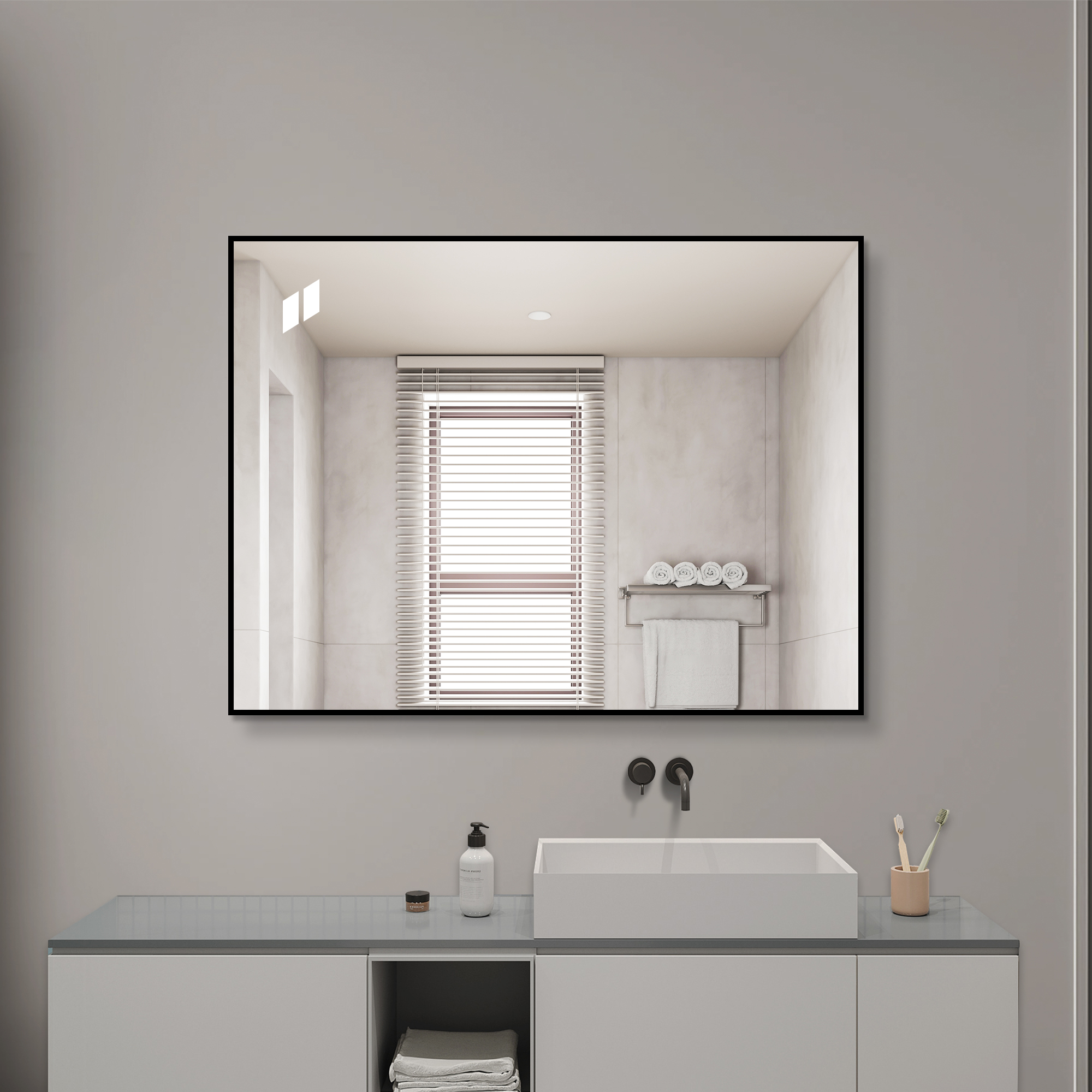 Miroir salle bain noir aluminium 24x32po cuivre-libre