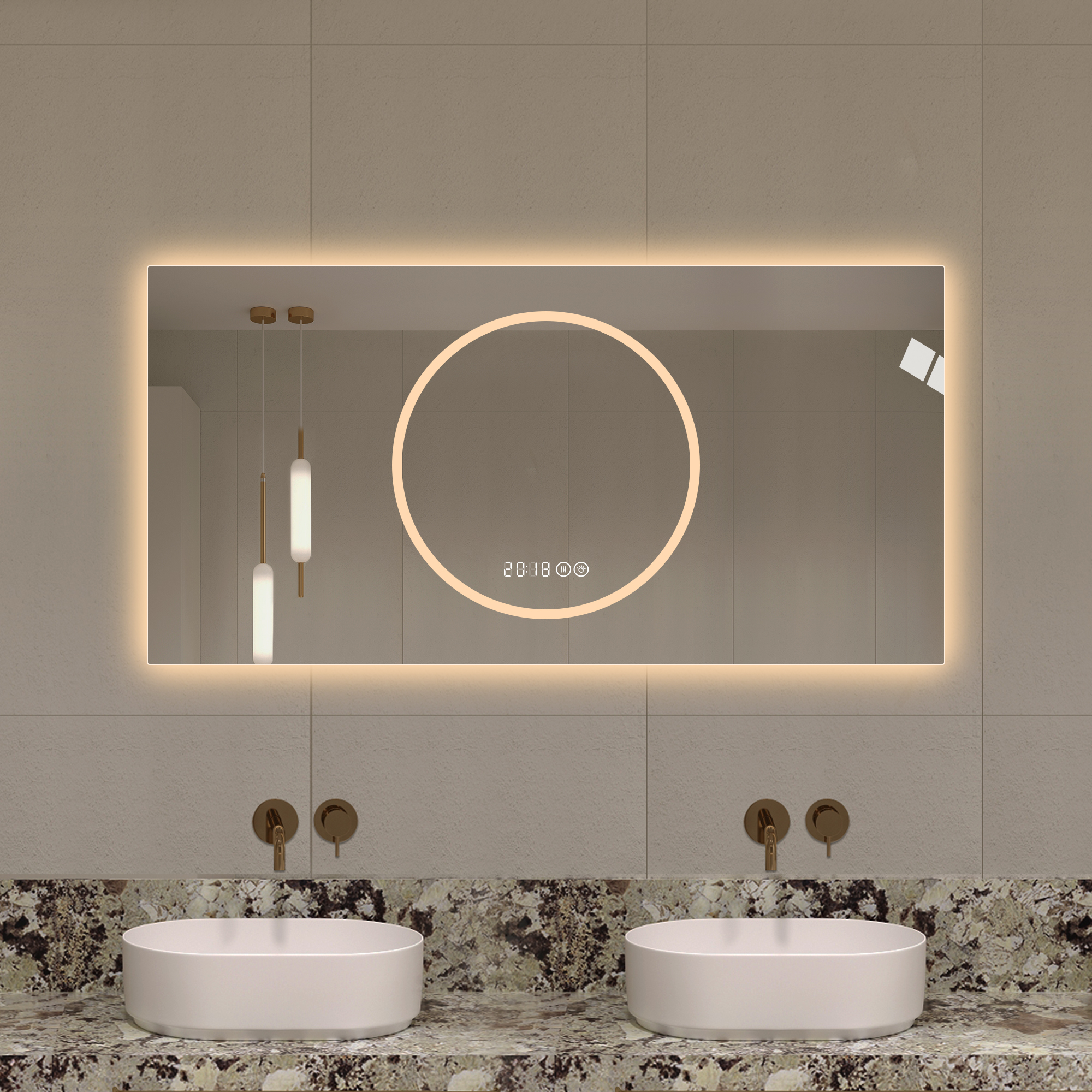 Miroir salle bain 48x24po DEL anti-buée dimmable