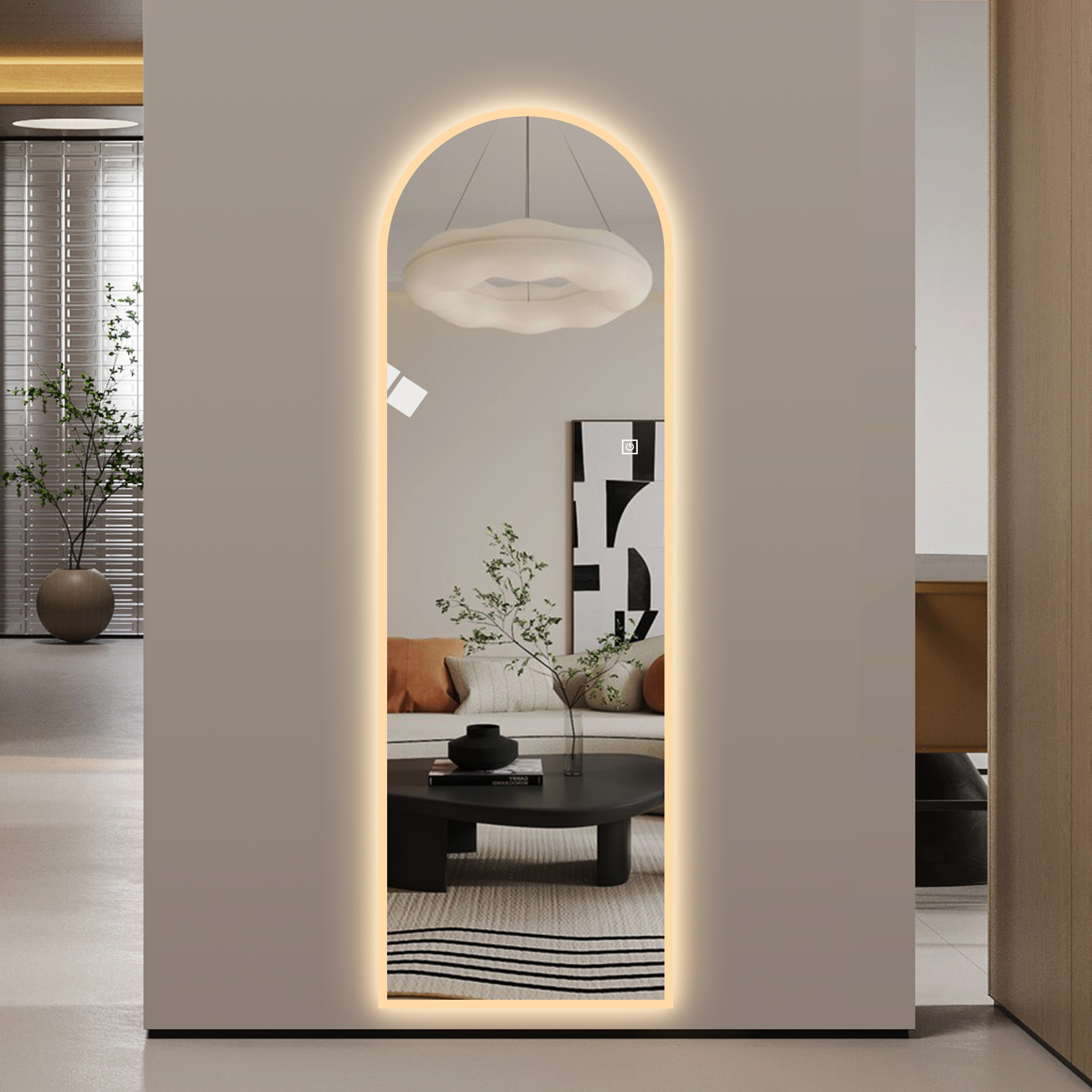 Miroir mural DEL 65x21po - Design voûte