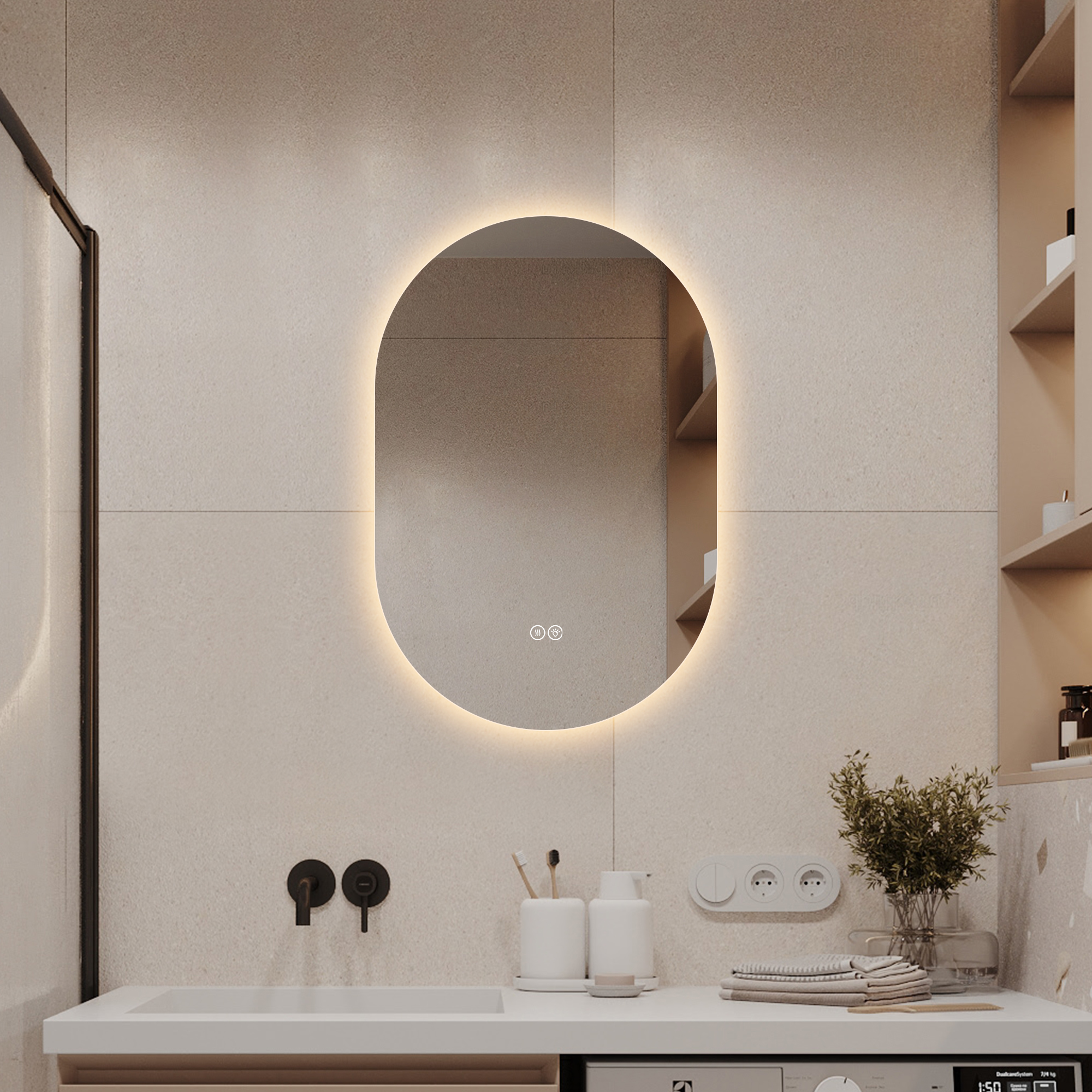 Miroir salle de bain rétroéclairé DEL 24 x 36 po, antibuée