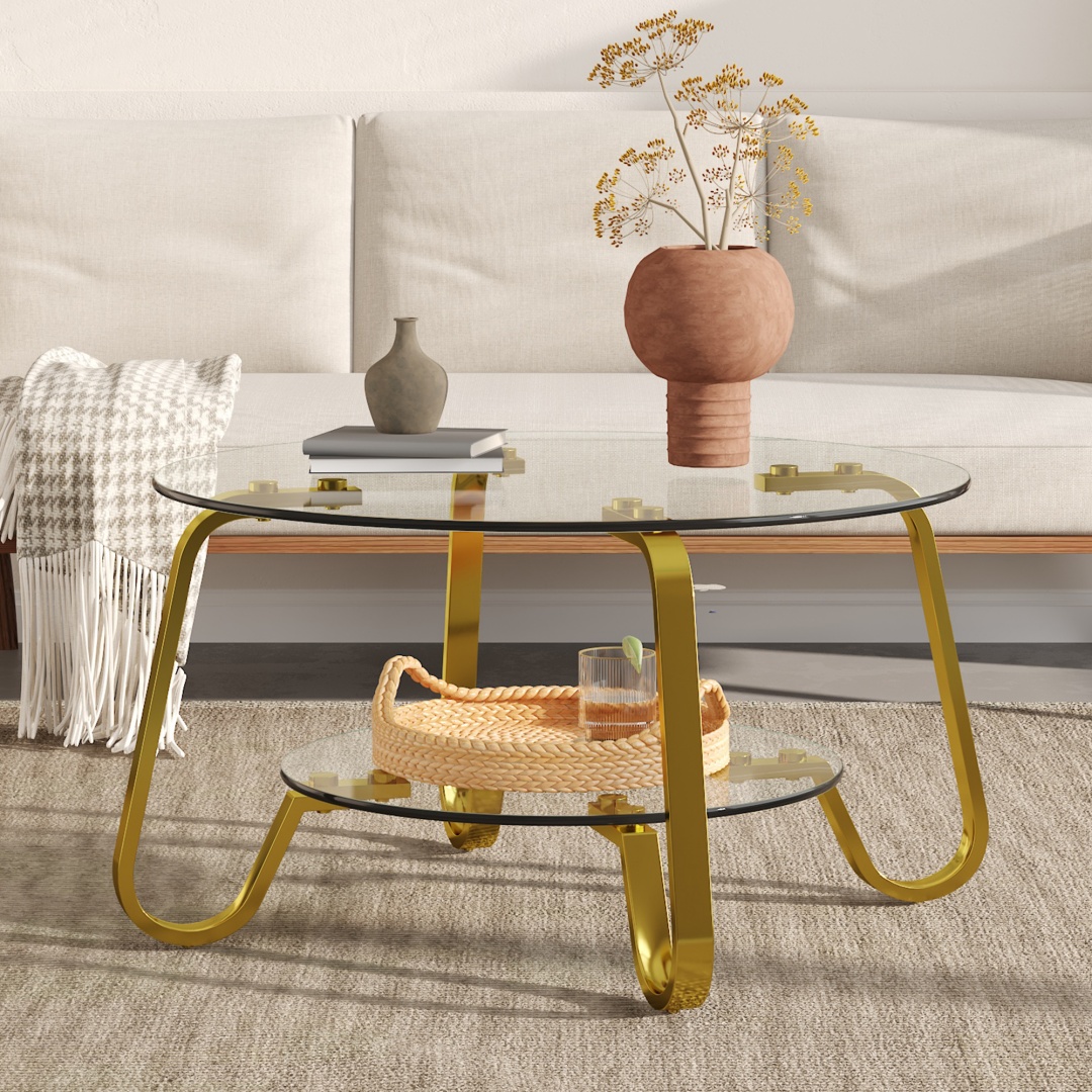 Table à café verre teinté style rétro minimaliste, 31,5 x 31,5 x 17,7 po