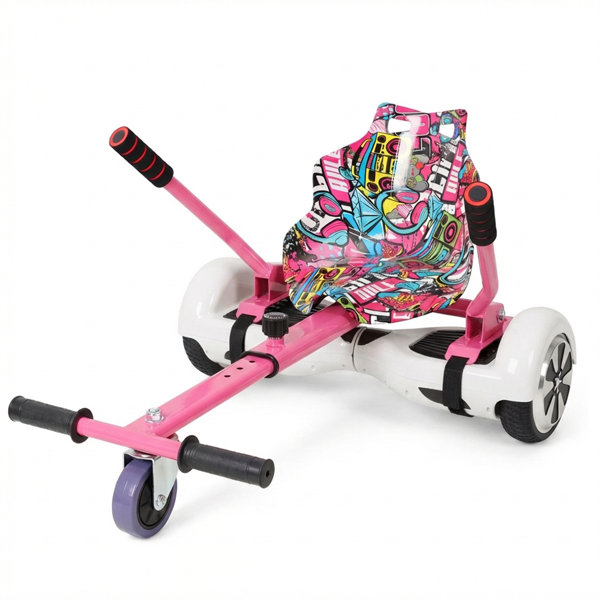 Siège hoverboard kart, ajustable 6,5-10po, cadre tout-terrain rose