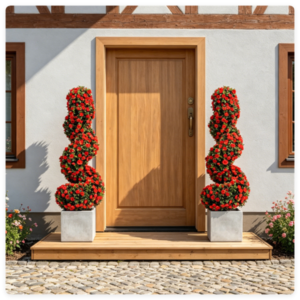 2 plantes spirales faux réaliste PE rouge décoration