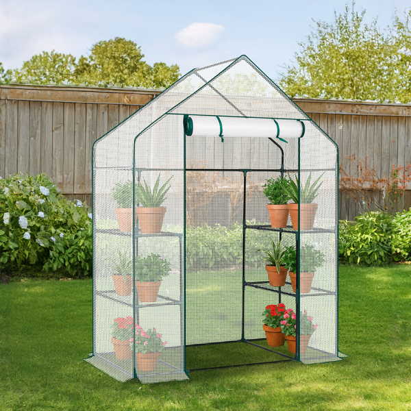Serre walk-in PE 4 tablettes 56x29x77po blanc